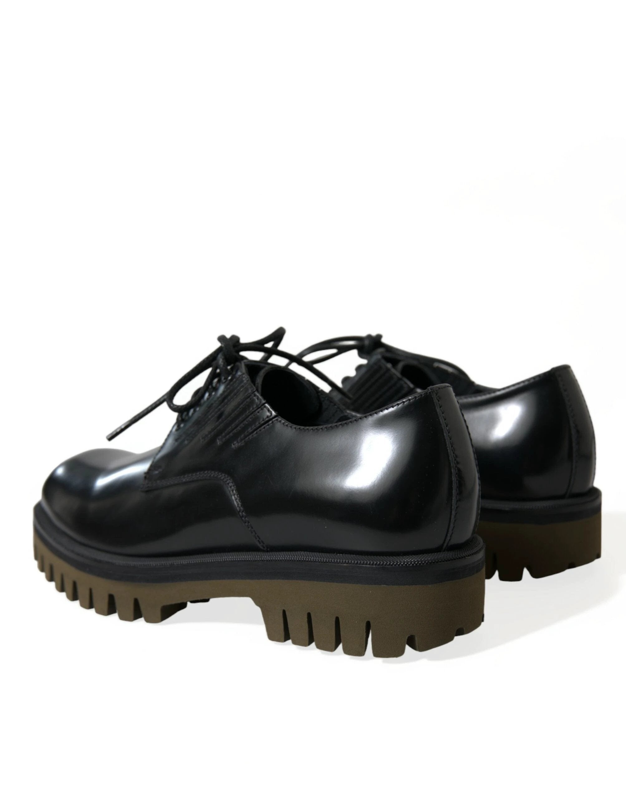 Dolce & Gabbana Black Leather Lace Up Derby Men Dress Shoes by Dolce & Gabbana