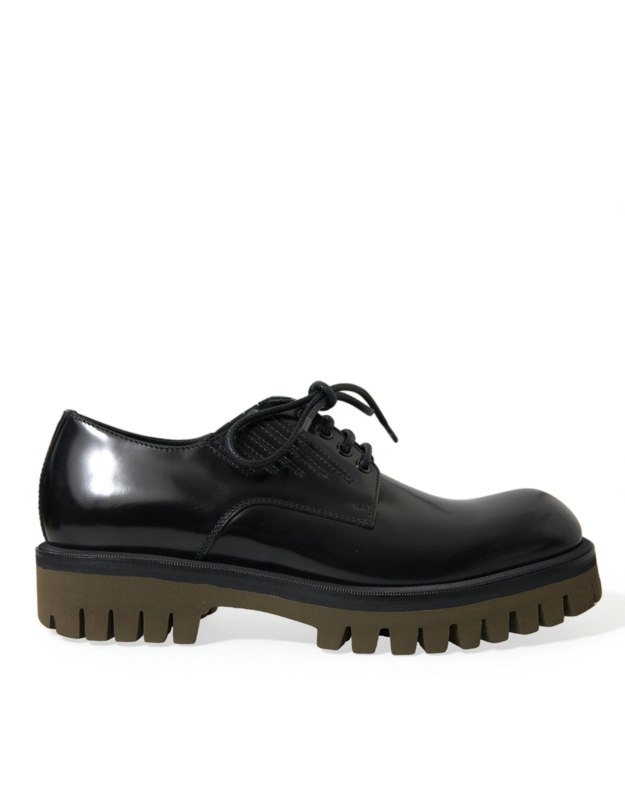 Dolce & Gabbana Black Leather Lace Up Derby Men Dress Shoes by Dolce & Gabbana