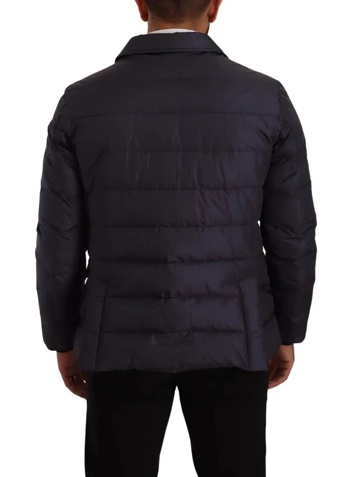 Dolce & Gabbana Blue Silk Goat Coat Blouson Winter Jacket by Dolce & Gabbana