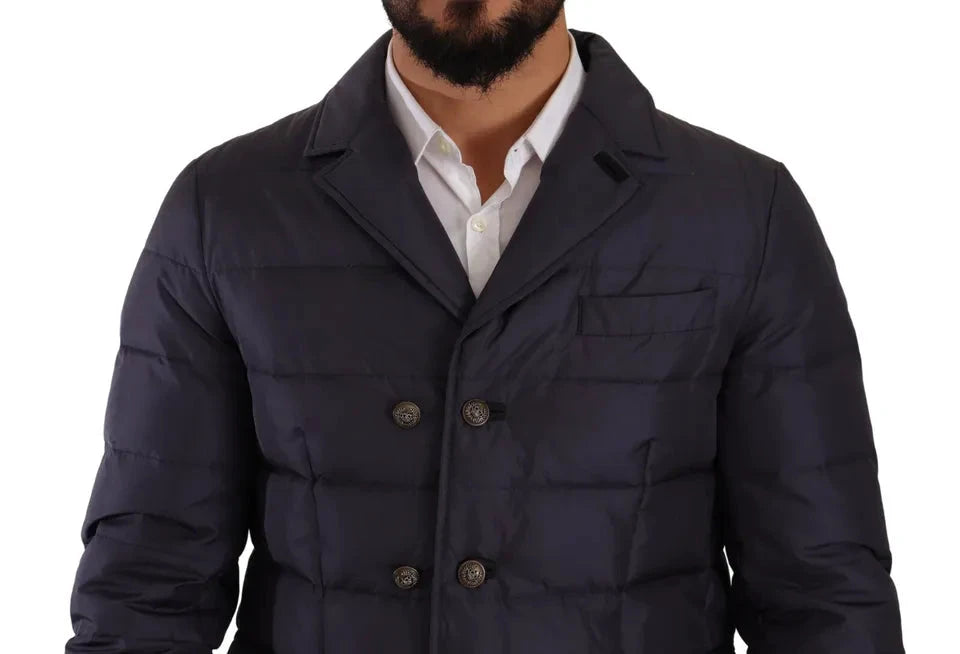 Dolce & Gabbana Blue Silk Goat Coat Blouson Winter Jacket by Dolce & Gabbana