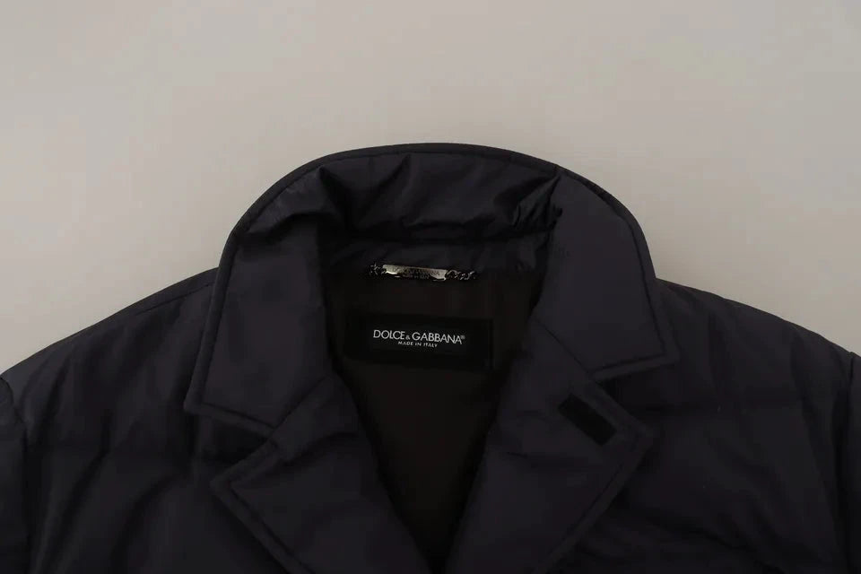 Dolce & Gabbana Blue Silk Goat Coat Blouson Winter Jacket by Dolce & Gabbana