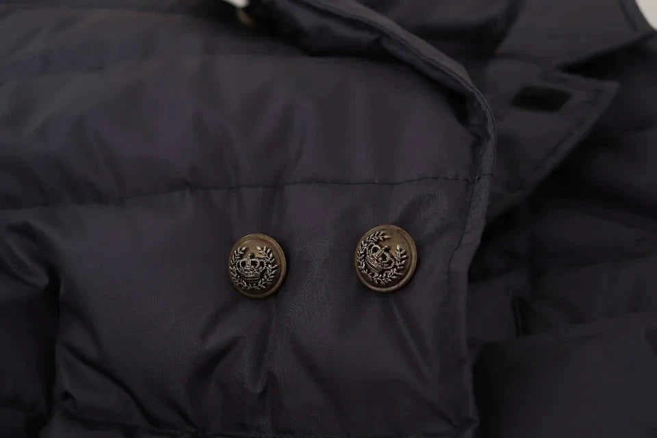 Dolce & Gabbana Blue Silk Goat Coat Blouson Winter Jacket by Dolce & Gabbana