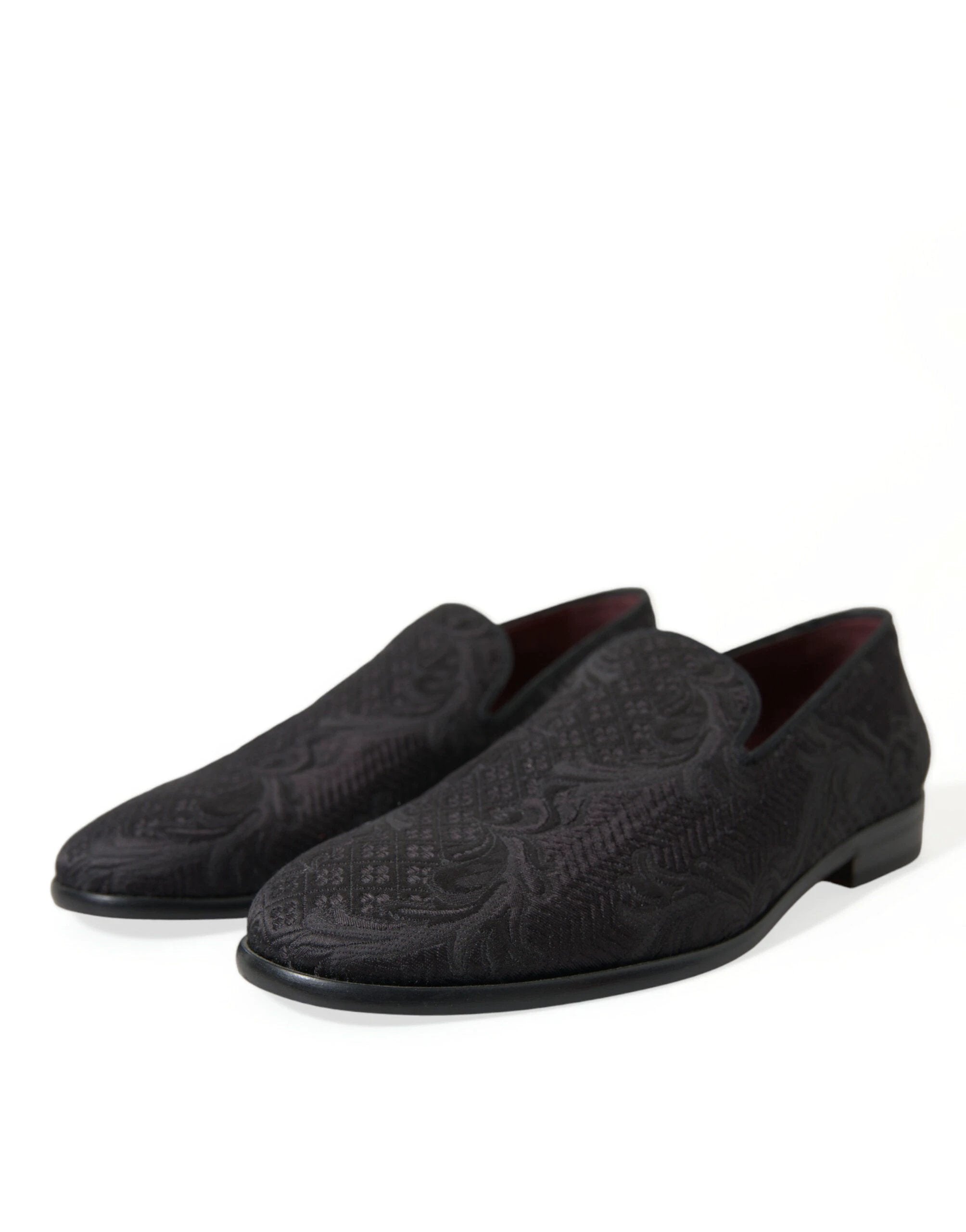 Dolce & Gabbana Black Brocade Men Slip On Loafer Dress Shoes by Dolce & Gabbana