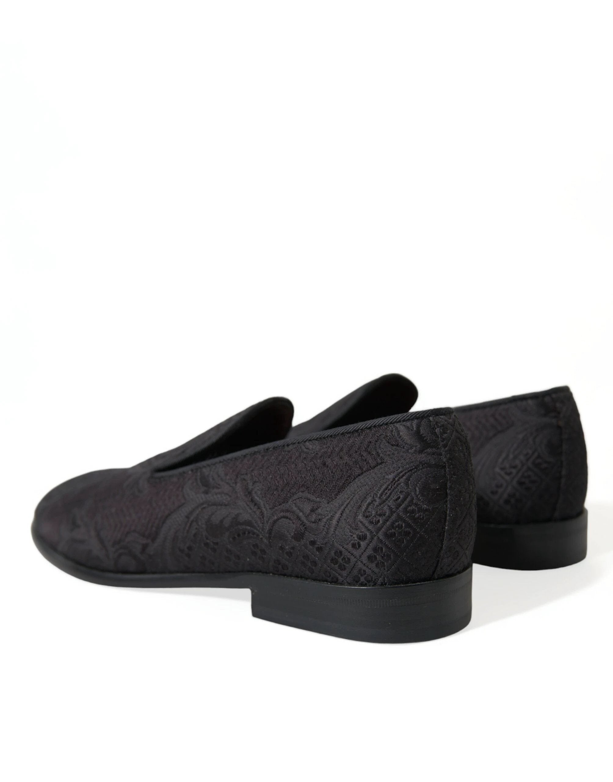 Dolce & Gabbana Black Brocade Men Slip On Loafer Dress Shoes by Dolce & Gabbana