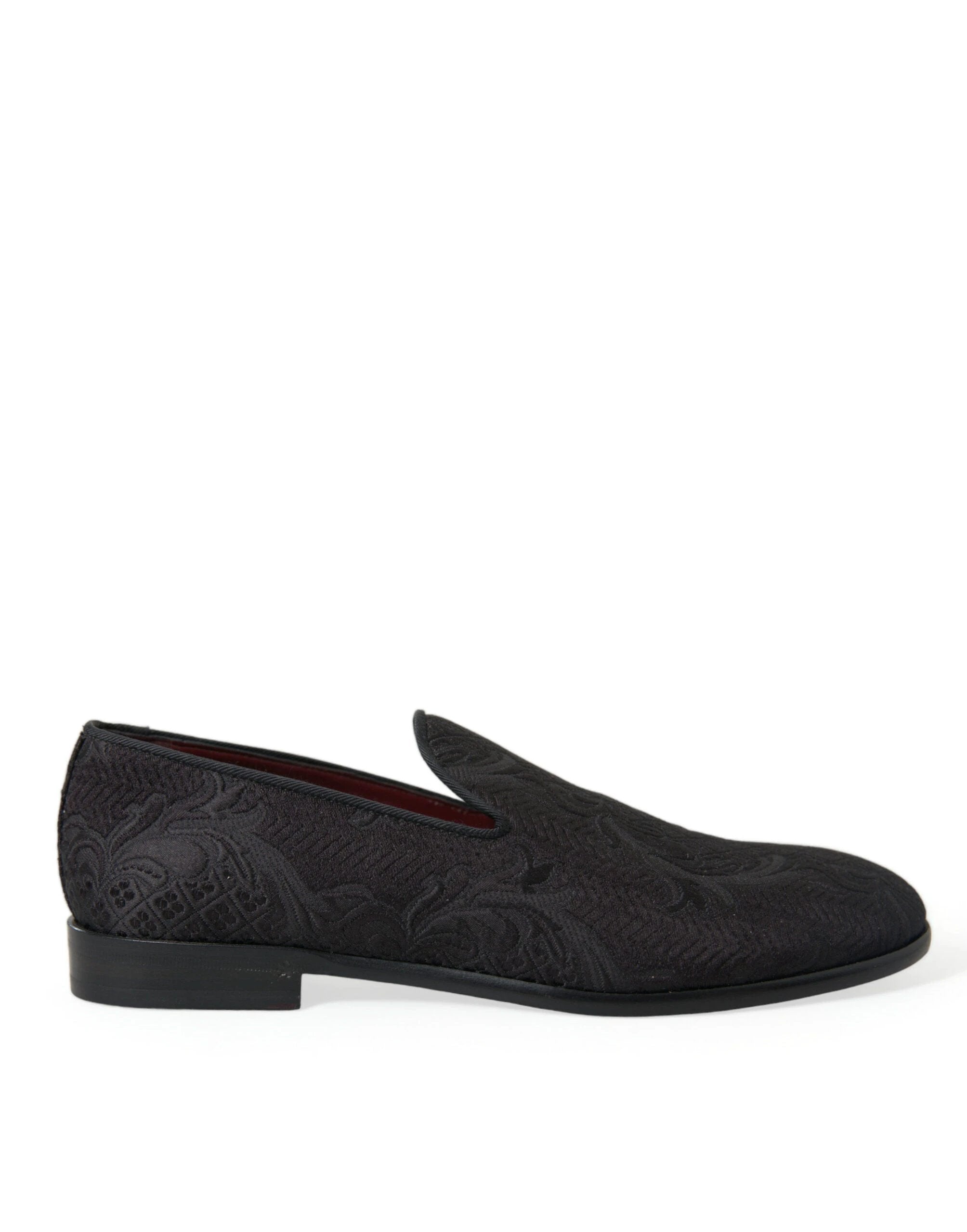 Dolce & Gabbana Black Brocade Men Slip On Loafer Dress Shoes by Dolce & Gabbana