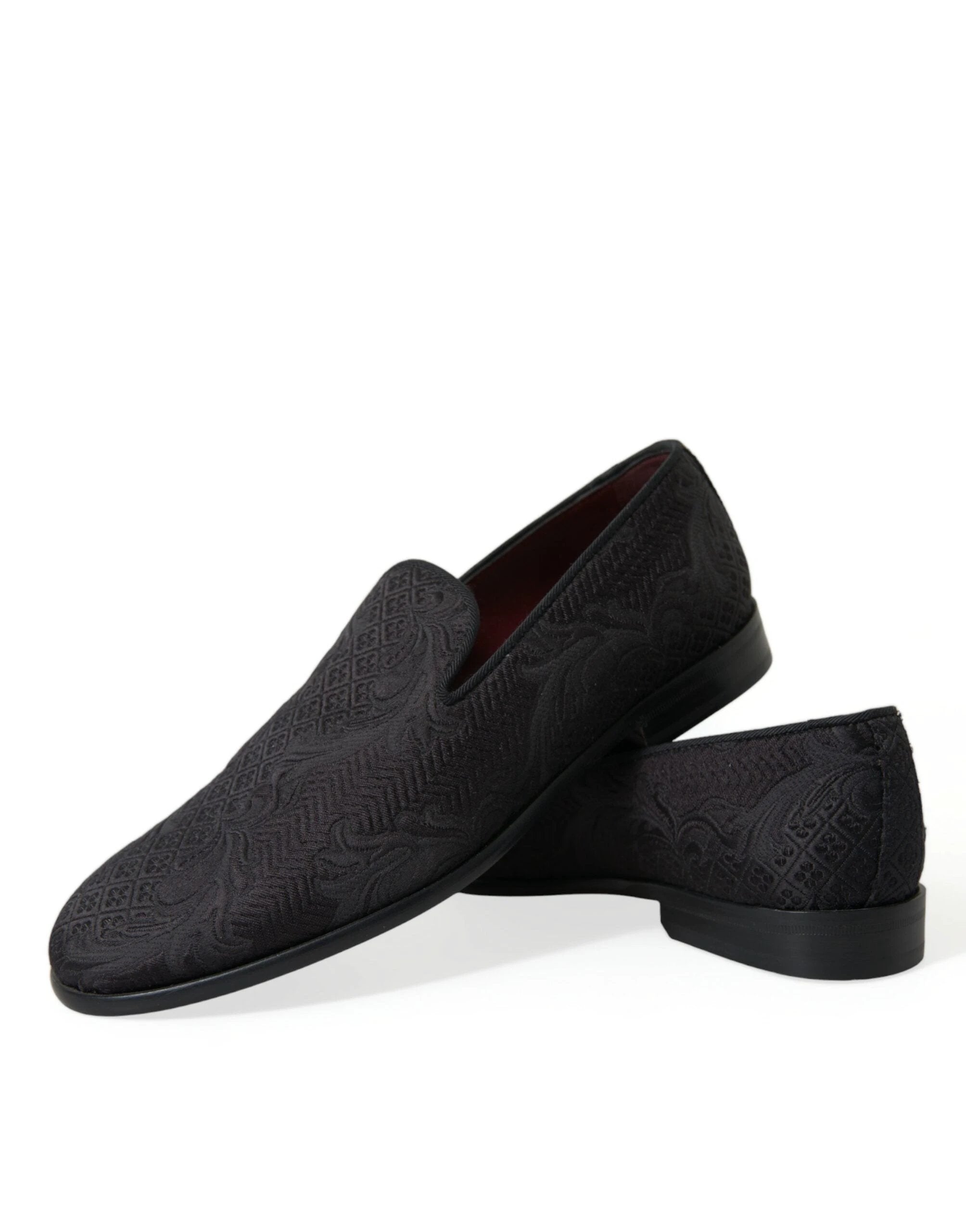 Dolce & Gabbana Black Brocade Men Slip On Loafer Dress Shoes by Dolce & Gabbana