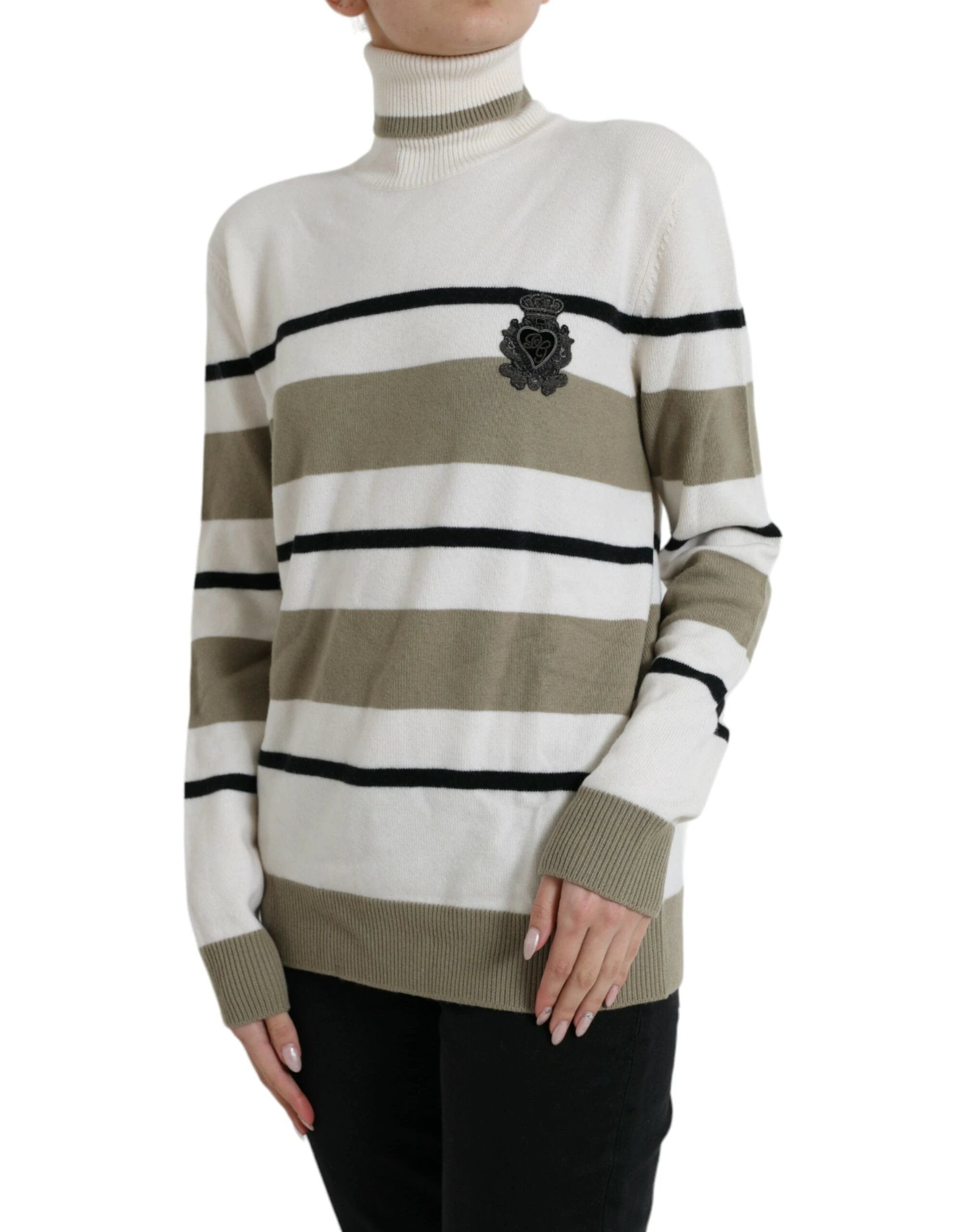 Dolce & Gabbana Multicolor Stripe Wool Logo Pullover Sweater by Dolce & Gabbana