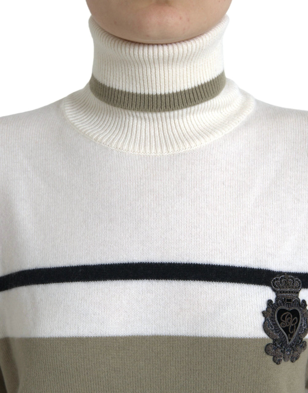 Dolce & Gabbana Multicolor Stripe Wool Logo Pullover Sweater by Dolce & Gabbana