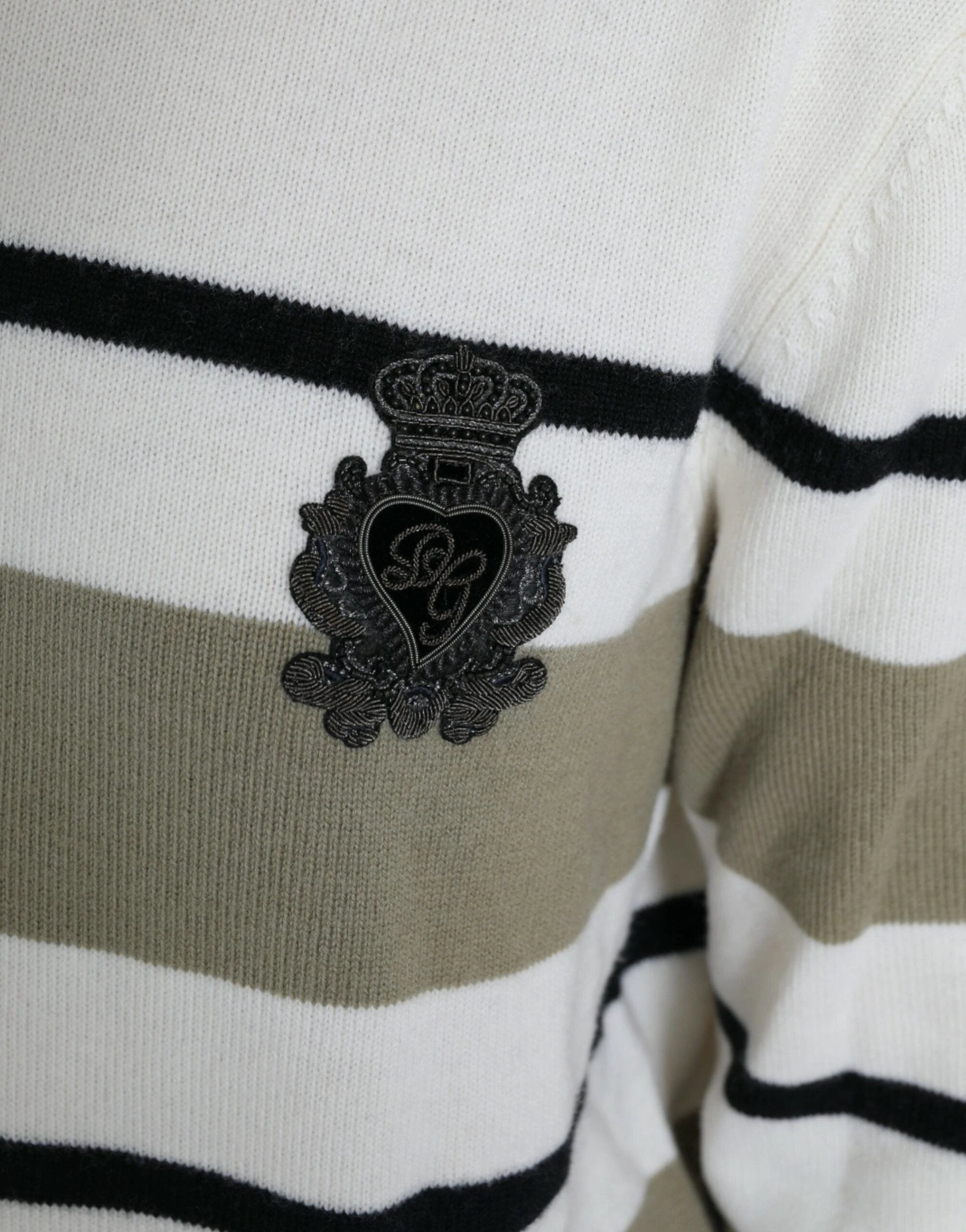 Dolce & Gabbana Multicolor Stripe Wool Logo Pullover Sweater by Dolce & Gabbana