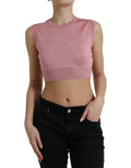 Dolce & Gabbana Pink Crew Neck Cropped Sleeveless Tank Top by Dolce & Gabbana