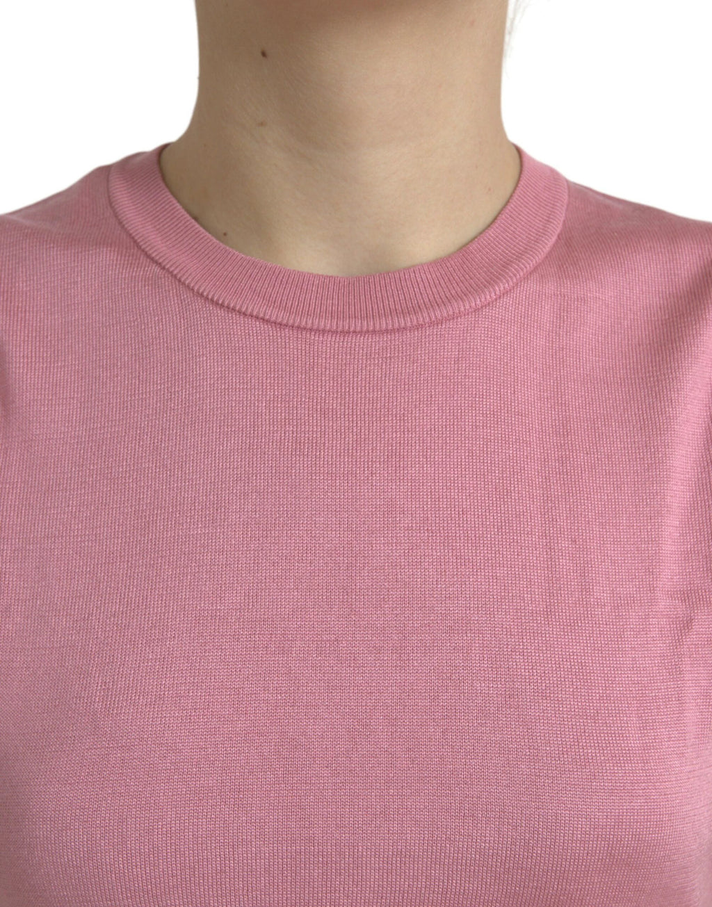 Dolce & Gabbana Pink Crew Neck Cropped Sleeveless Tank Top by Dolce & Gabbana
