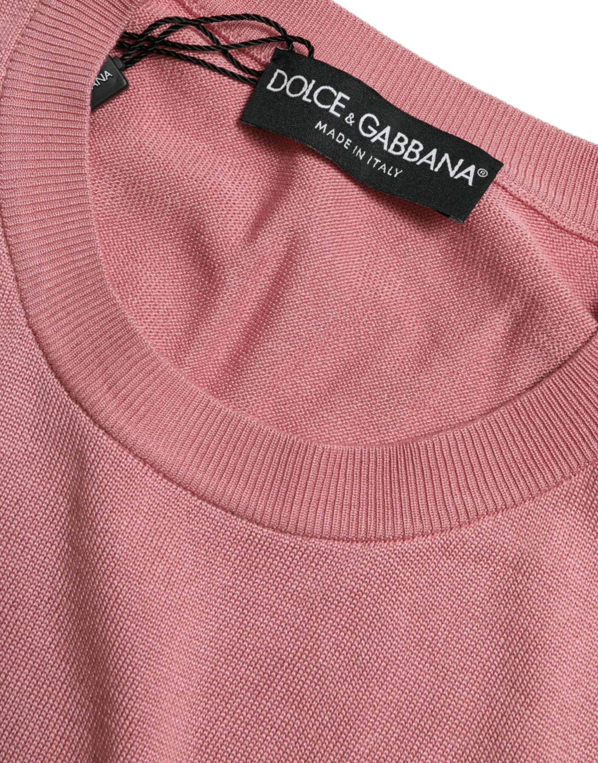 Dolce & Gabbana Pink Crew Neck Cropped Sleeveless Tank Top by Dolce & Gabbana