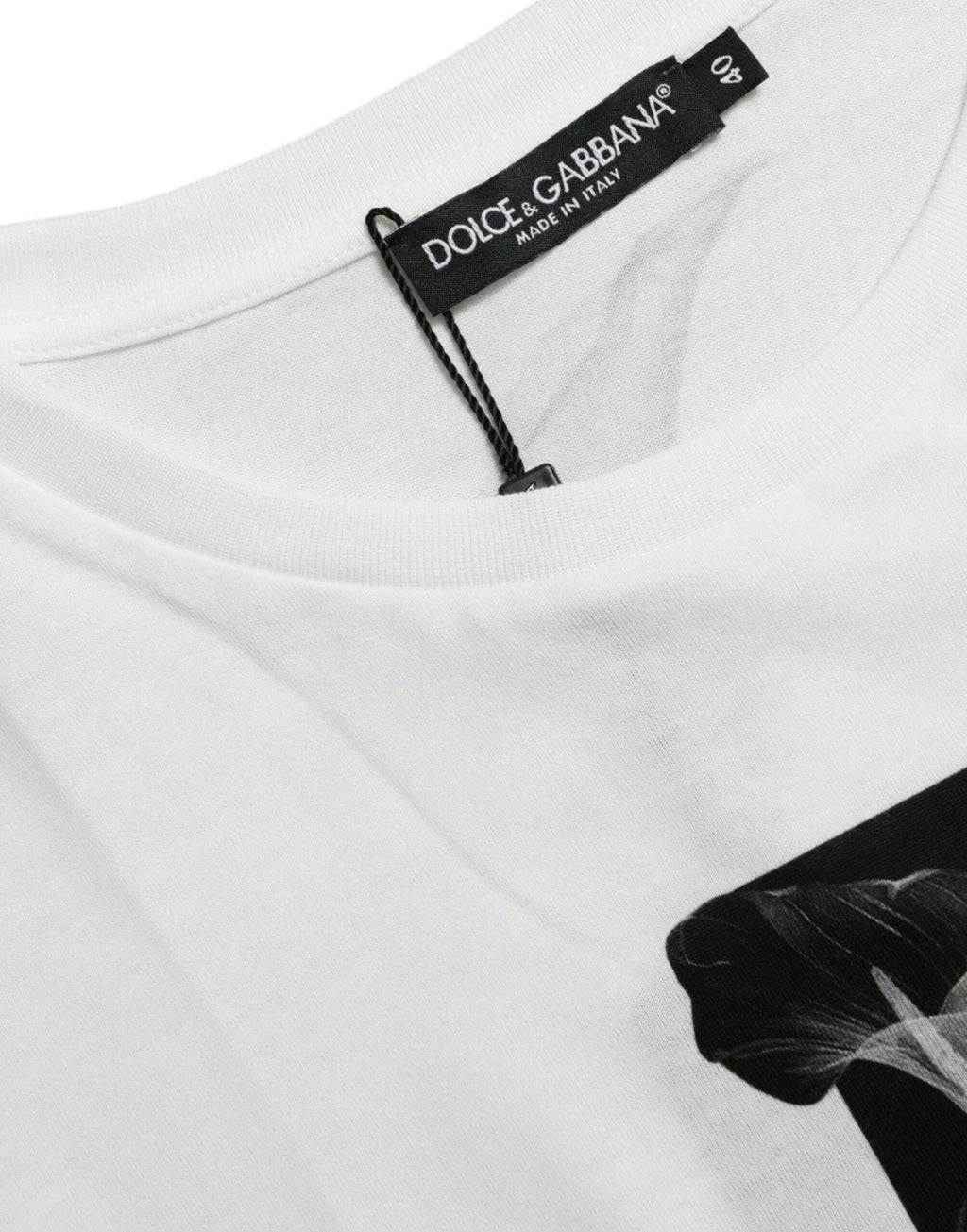 Dolce & Gabbana White Black Roses Crewneck Cotton T-shirt by Dolce & Gabbana
