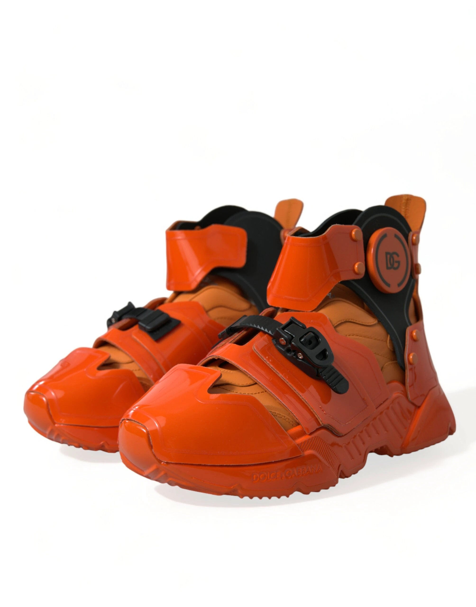 Dolce & Gabbana Orange Multi Panel Chunky High Top Sneakers Shoes by Dolce & Gabbana