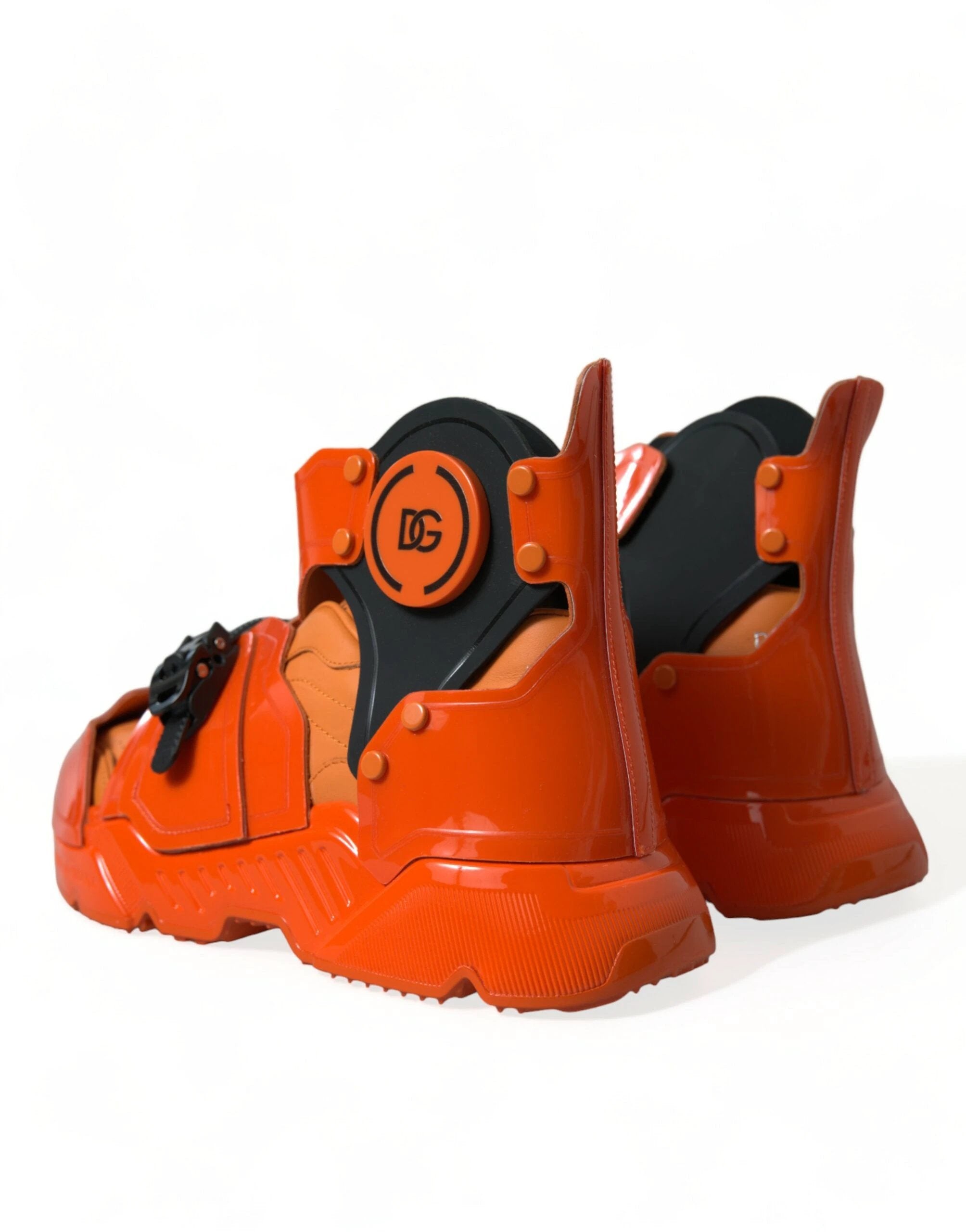 Dolce & Gabbana Orange Multi Panel Chunky High Top Sneakers Shoes by Dolce & Gabbana