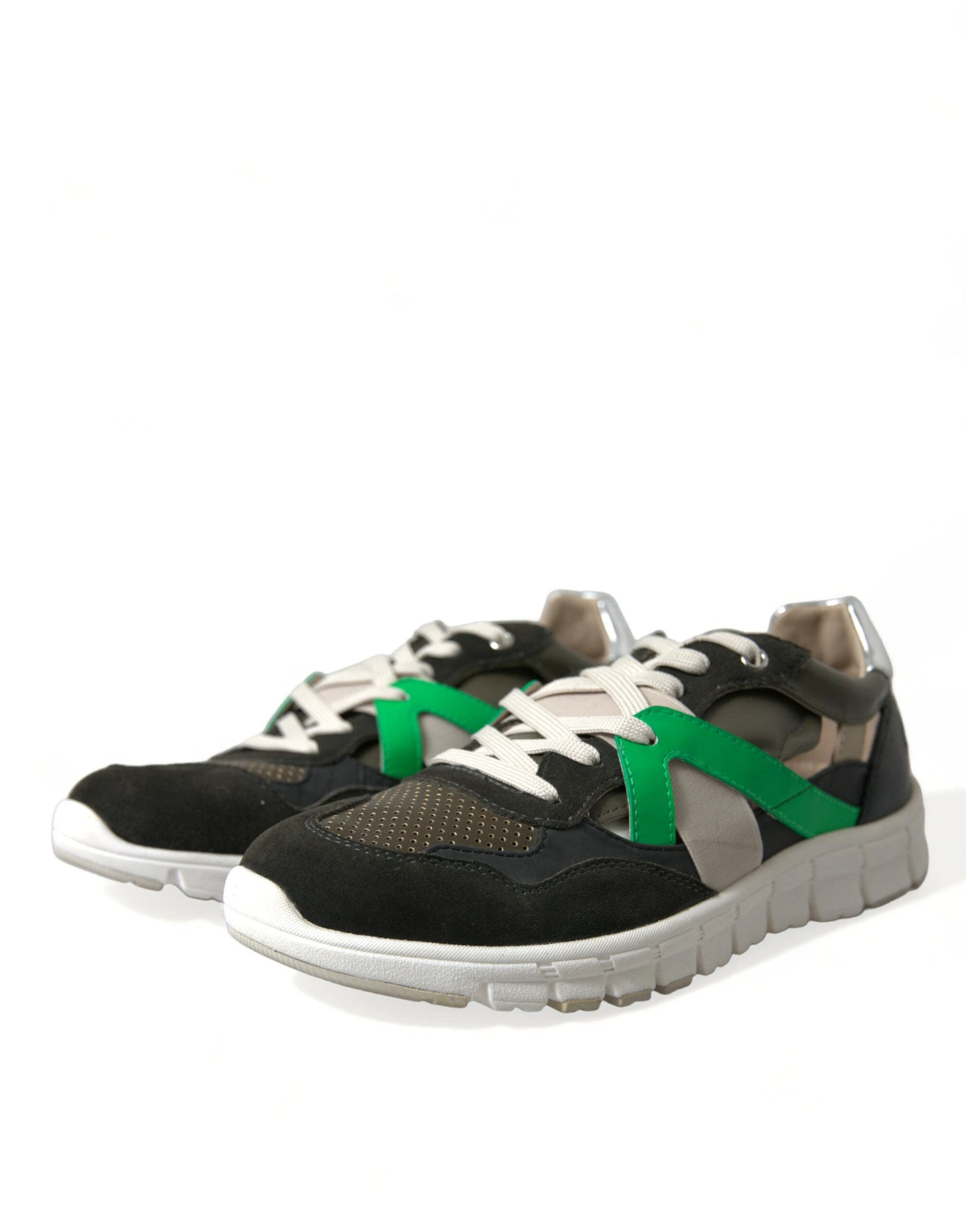 Dolce & Gabbana Multicolor Leather Suede Low Top Sneakers Shoes by Dolce & Gabbana