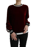 Dolce & Gabbana Bordeaux Velvet Round Neck Pullover Sweater by Dolce & Gabbana
