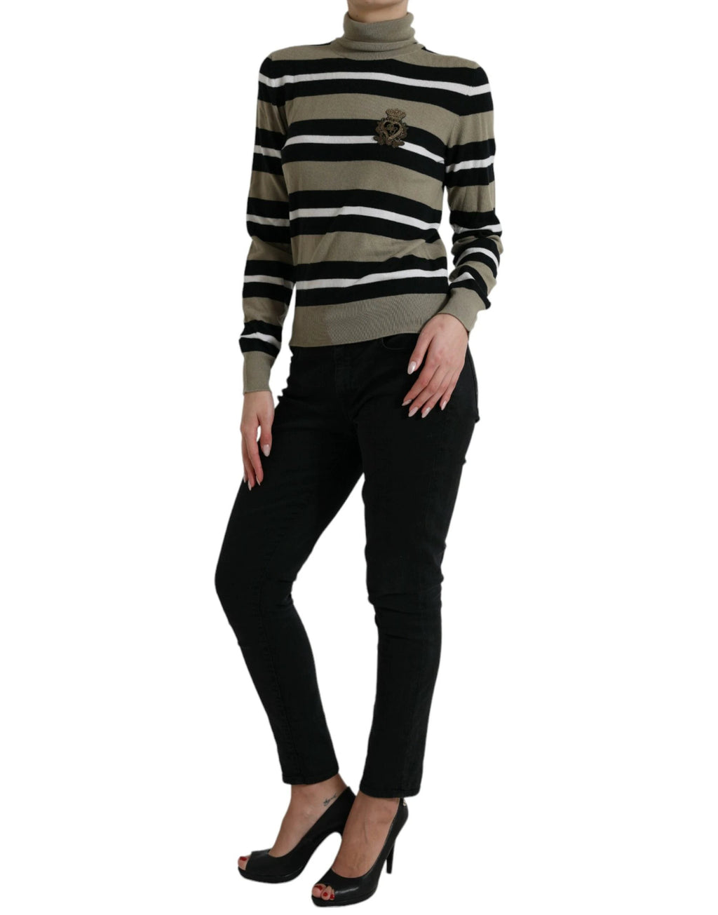 Dolce & Gabbana Multicolor Stripe Wool Logo Pullover Sweater by Dolce & Gabbana