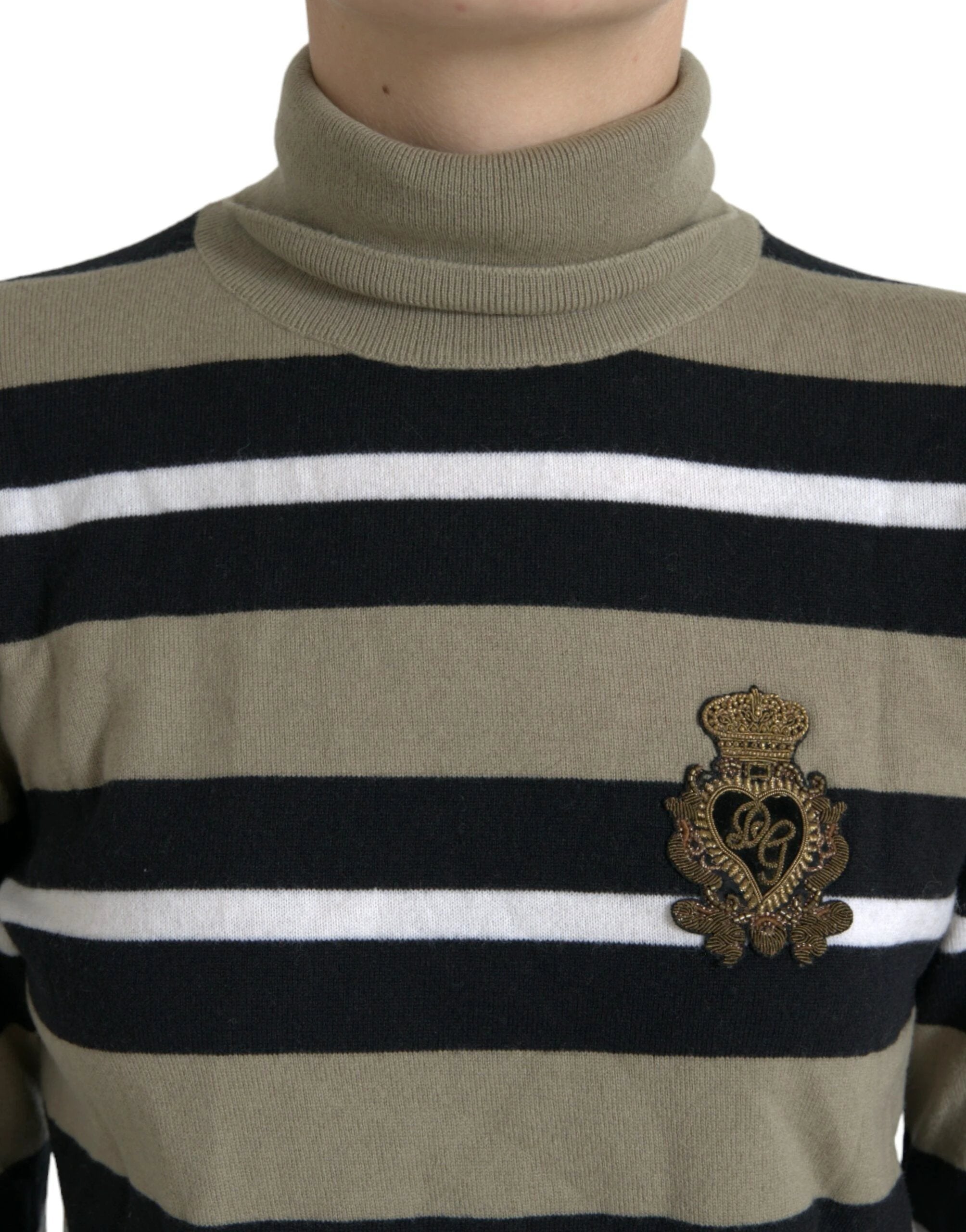 Dolce & Gabbana Multicolor Stripe Wool Logo Pullover Sweater by Dolce & Gabbana