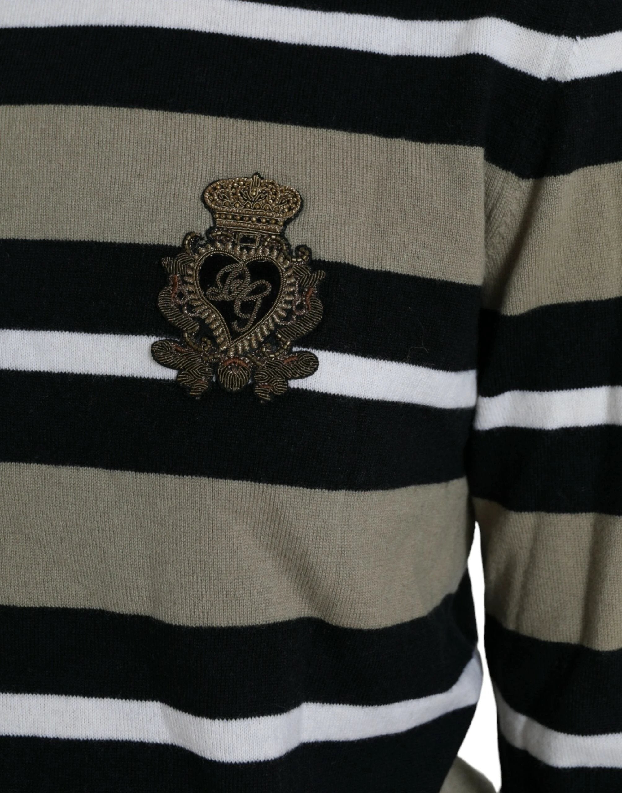 Dolce & Gabbana Multicolor Stripe Wool Logo Pullover Sweater by Dolce & Gabbana
