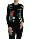 Dolce & Gabbana Black Bird Wool Long Sleeve Cardigan Sweater by Dolce & Gabbana