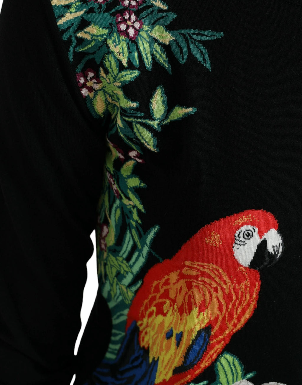 Dolce & Gabbana Black Bird Wool Long Sleeve Cardigan Sweater by Dolce & Gabbana