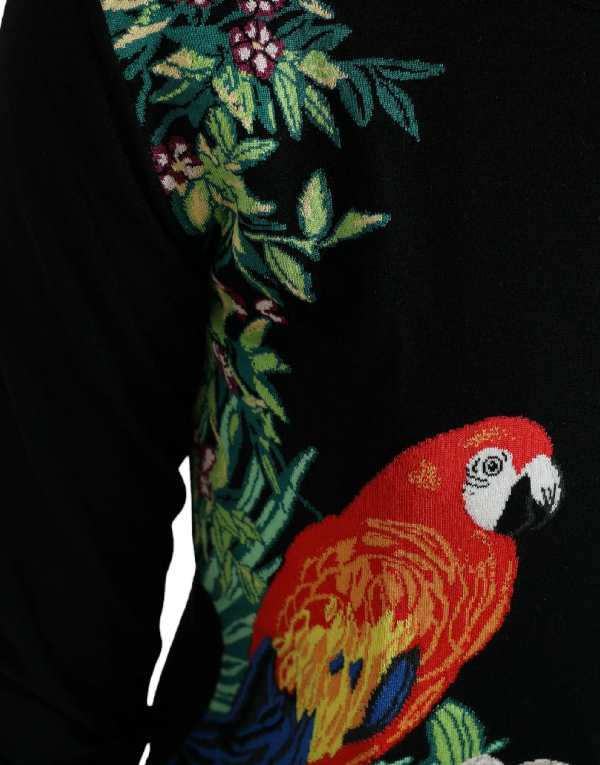 Dolce & Gabbana Black Bird Wool Long Sleeve Cardigan Sweater by Dolce & Gabbana