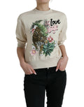 Dolce & Gabbana Beige Jungle Printed Cotton Pullover Sweater by Dolce & Gabbana