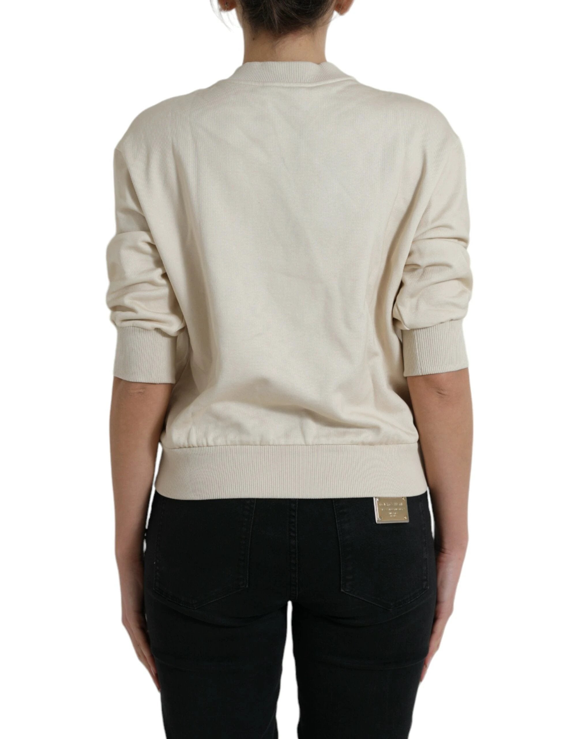 Dolce & Gabbana Beige Jungle Printed Cotton Pullover Sweater by Dolce & Gabbana