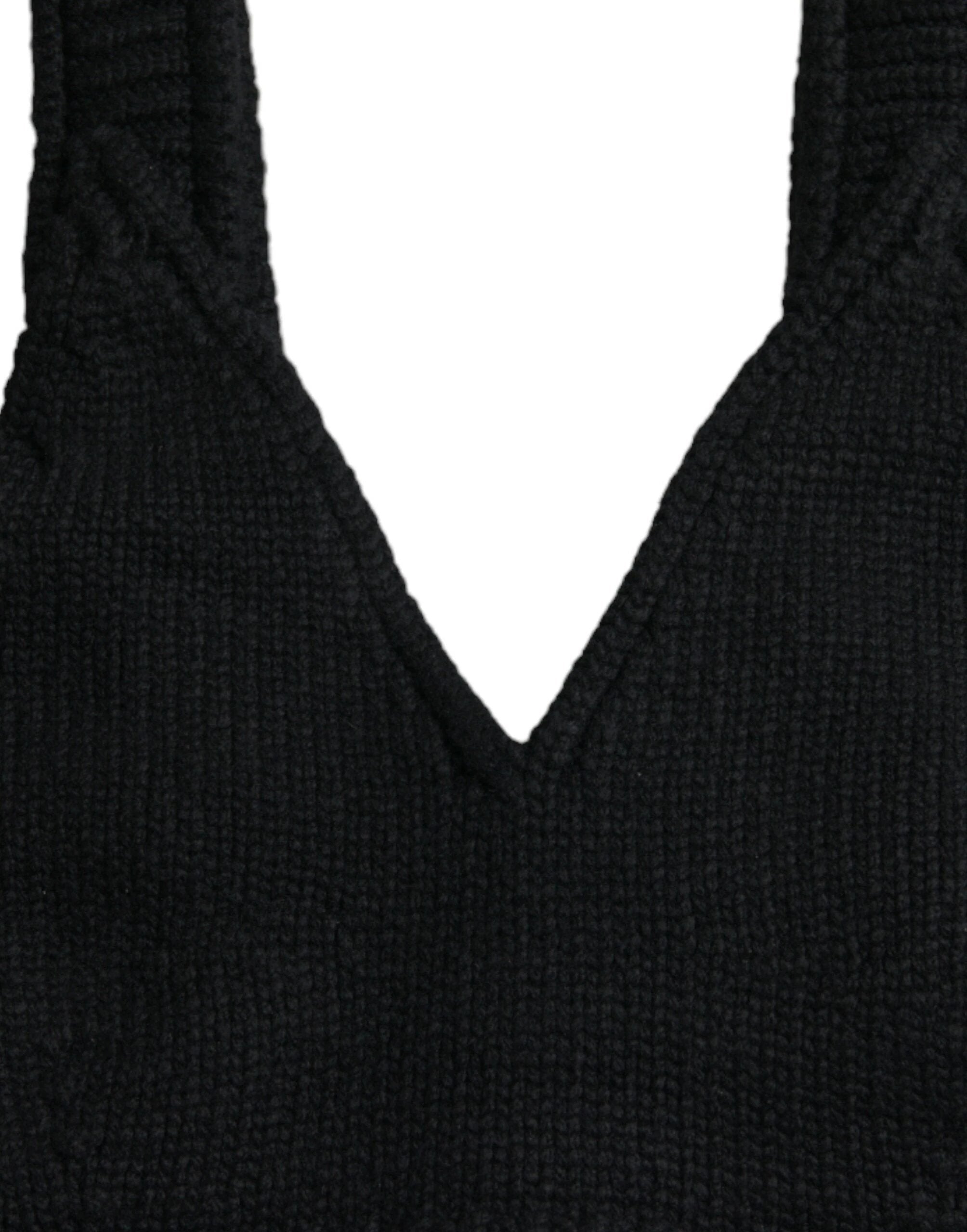 Dolce & Gabbana Black Cropped Cashmere V-neck Bustier Top by Dolce & Gabbana