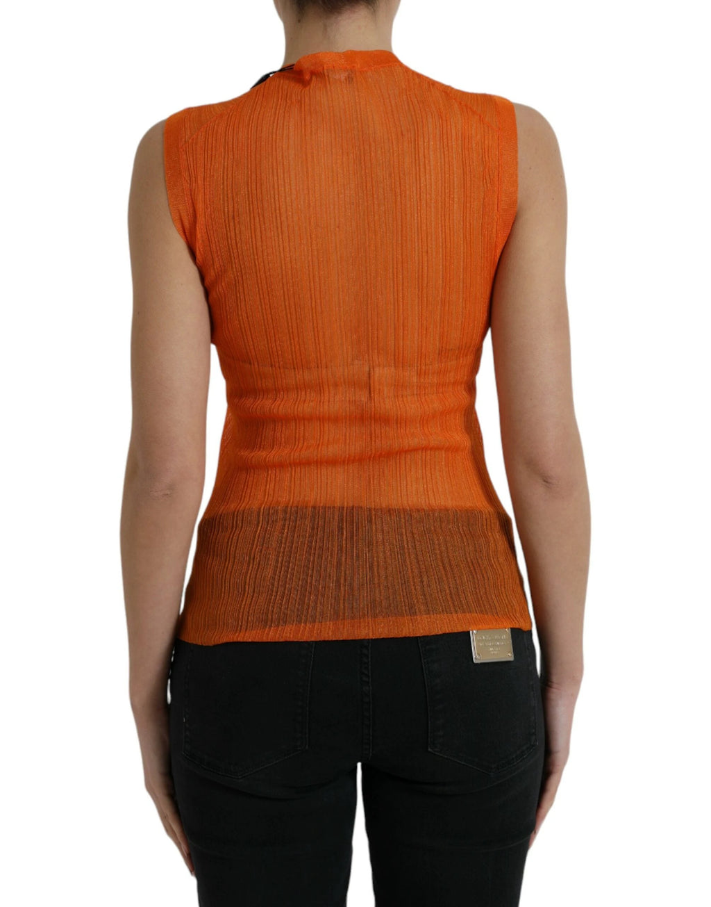 Dolce & Gabbana Orange See Through Crew Neck Blouse Tank Top by Dolce & Gabbana