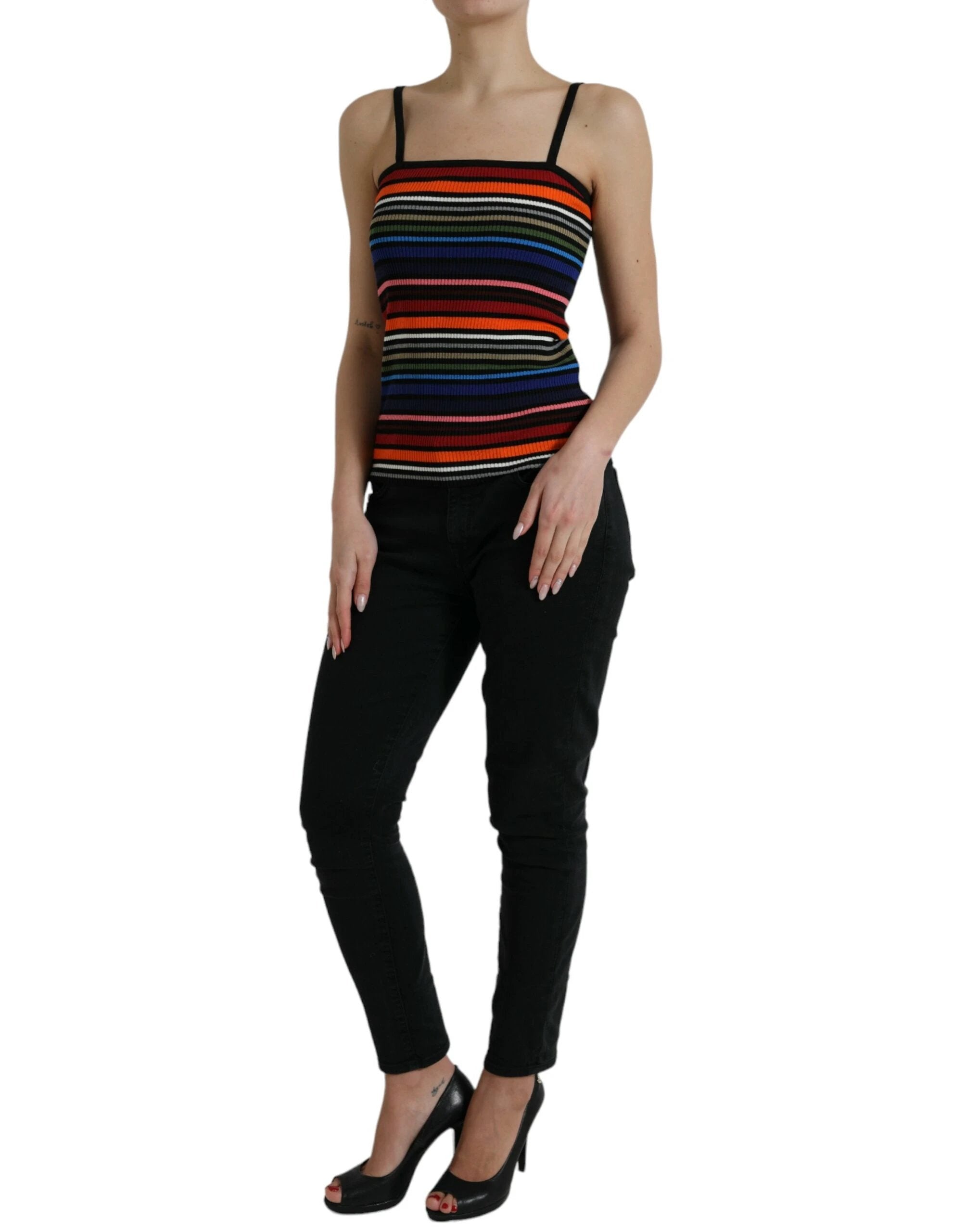 Dolce & Gabbana Multicolor Stripes Spaghetti Strap Tank Top by Dolce & Gabbana