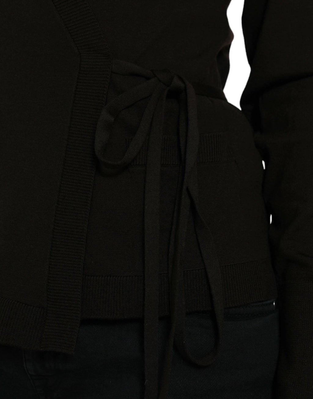 Dolce & Gabbana Black Wool V-neck Crossed Cardigan Sweater by Dolce & Gabbana
