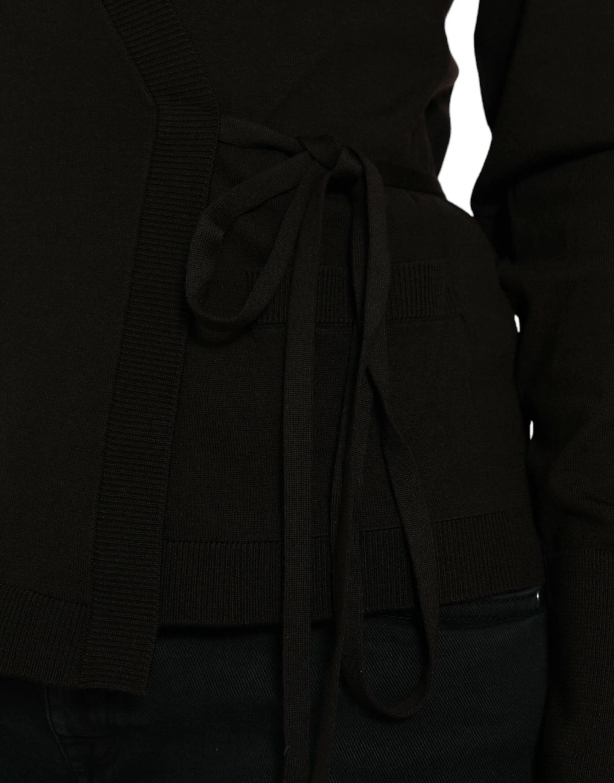 Dolce & Gabbana Black Wool V-neck Crossed Cardigan Sweater by Dolce & Gabbana
