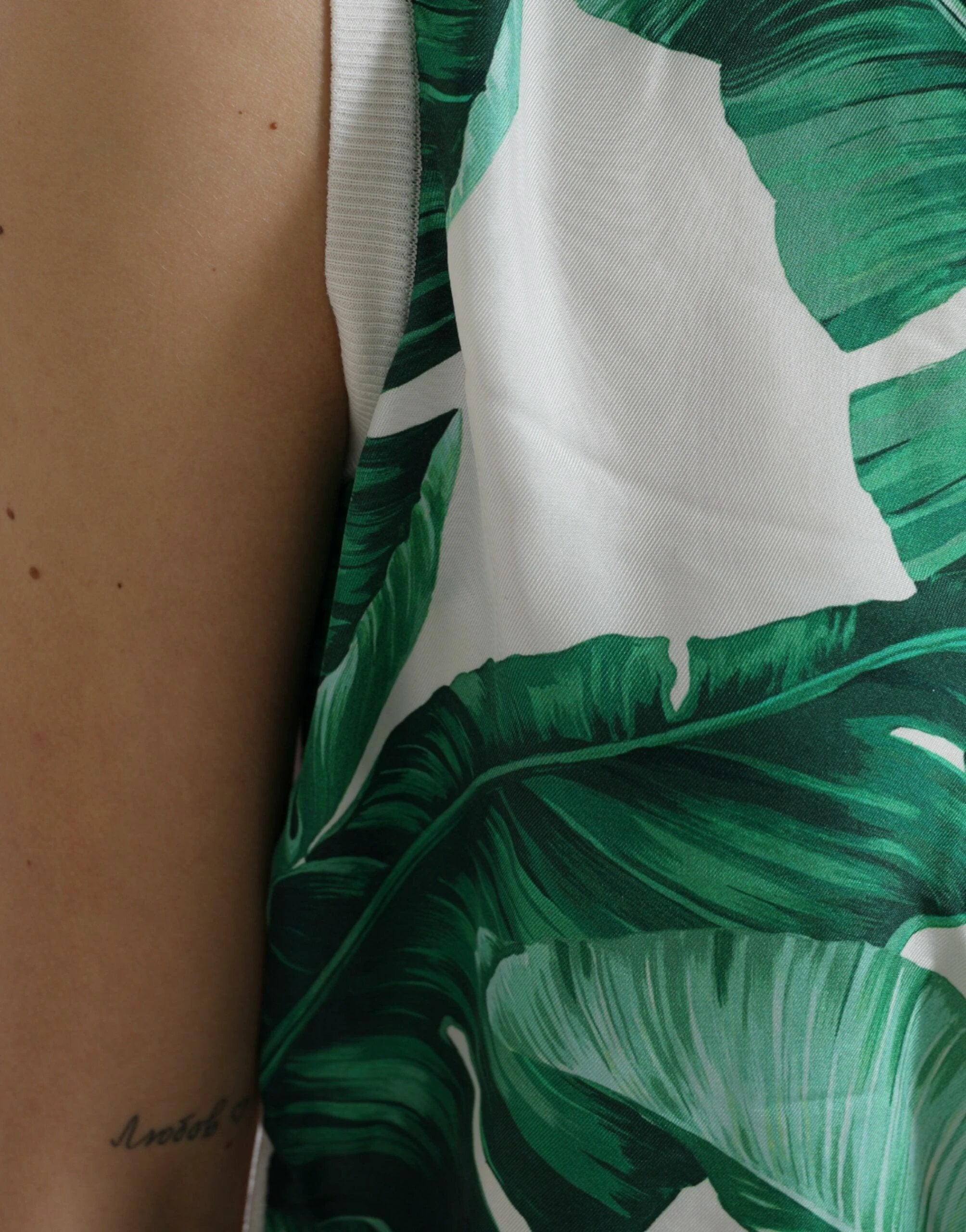 Dolce & Gabbana White Banana Leaf Print Crew Neck Tank Top by Dolce & Gabbana