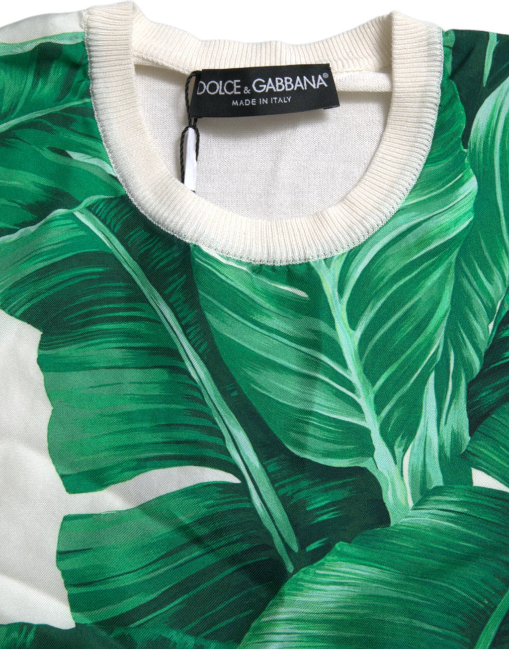 Dolce & Gabbana White Banana Leaf Print Crew Neck Tank Top by Dolce & Gabbana