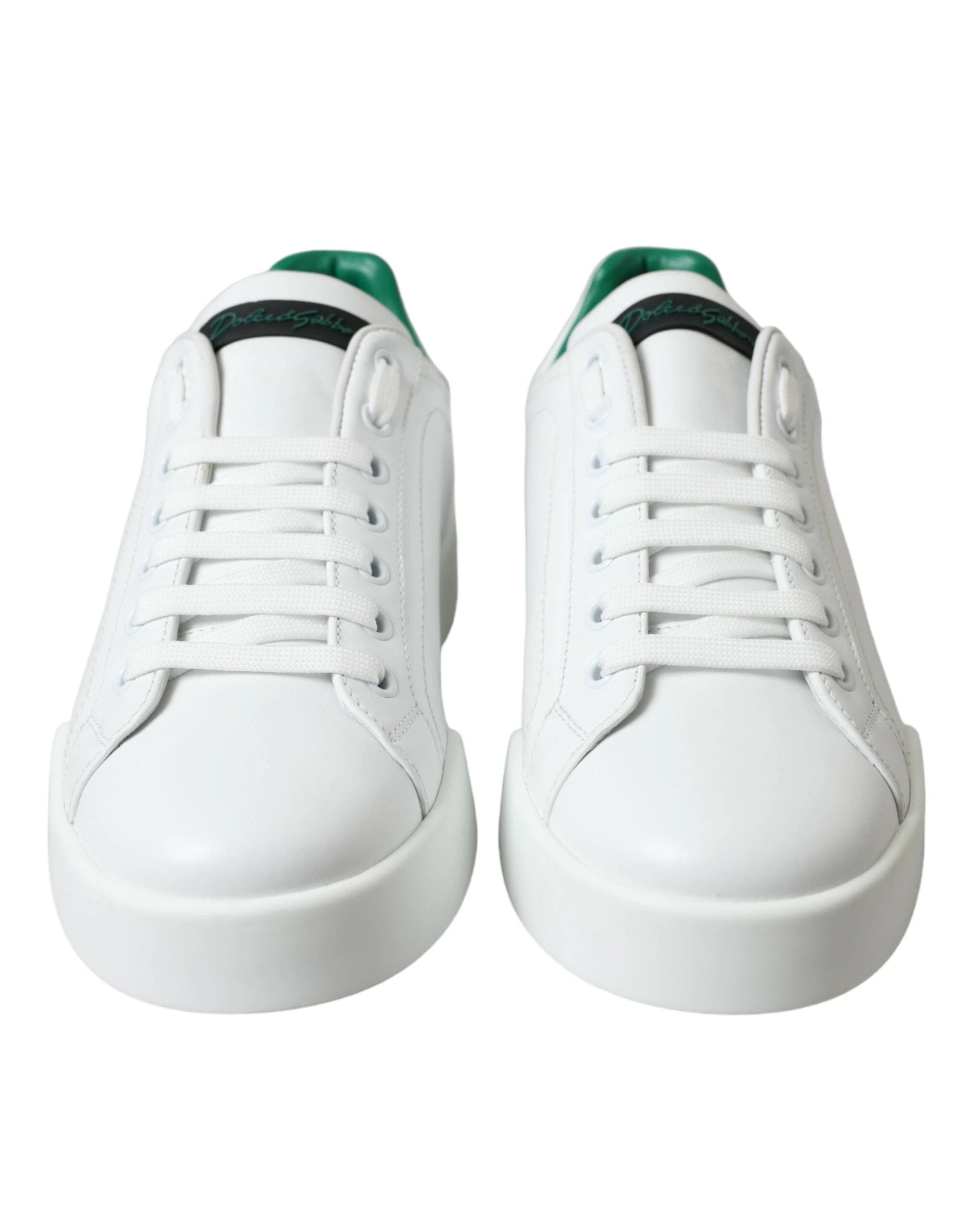 Dolce & Gabbana White Green Leather Portofino Sneakers Shoes by Dolce & Gabbana