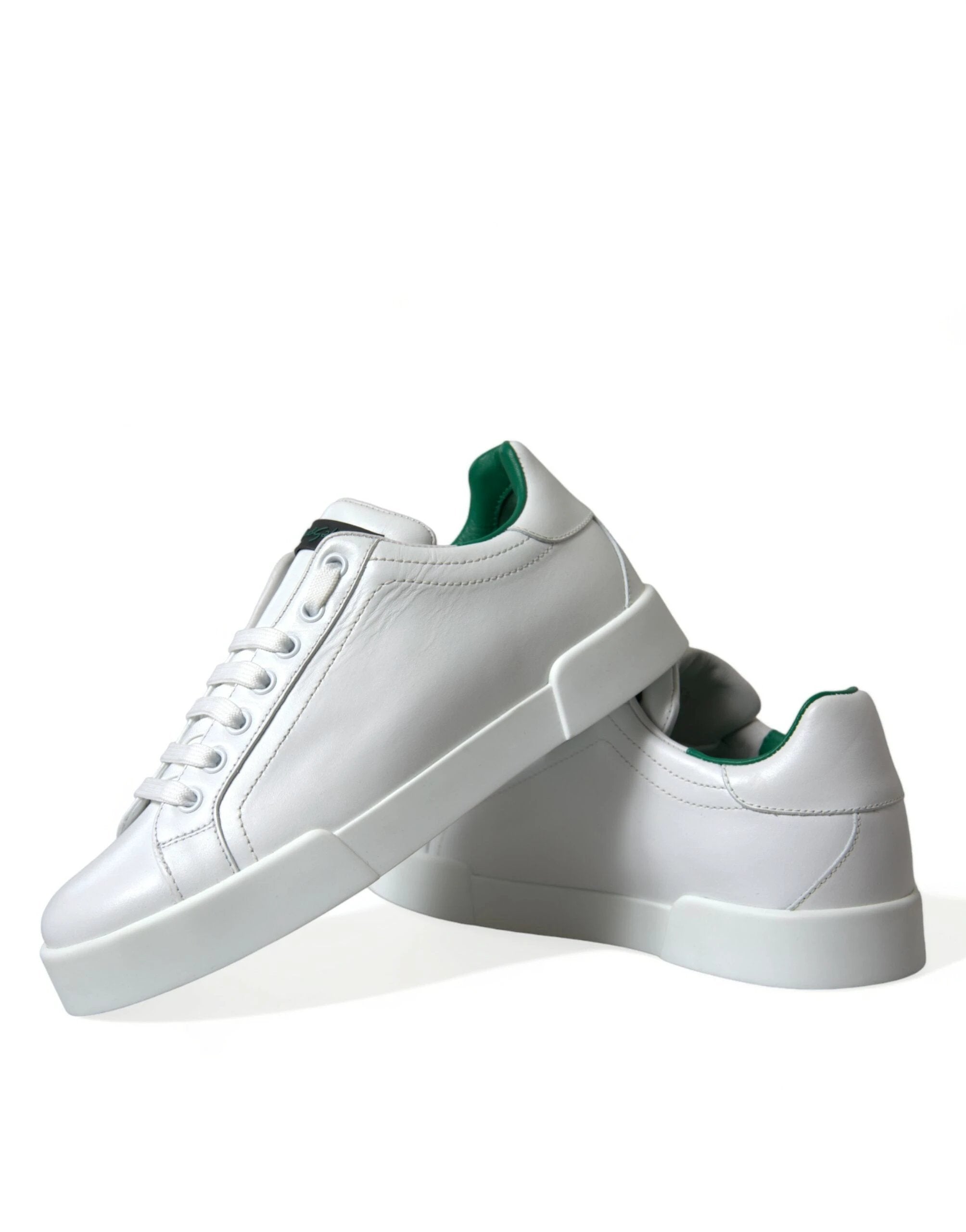Dolce & Gabbana White Green Leather Portofino Sneakers Shoes by Dolce & Gabbana