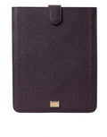 Dolce & Gabbana Dark Brown Leather Logo Plaque Cover Sleeve Tablet Case by Dolce & Gabbana