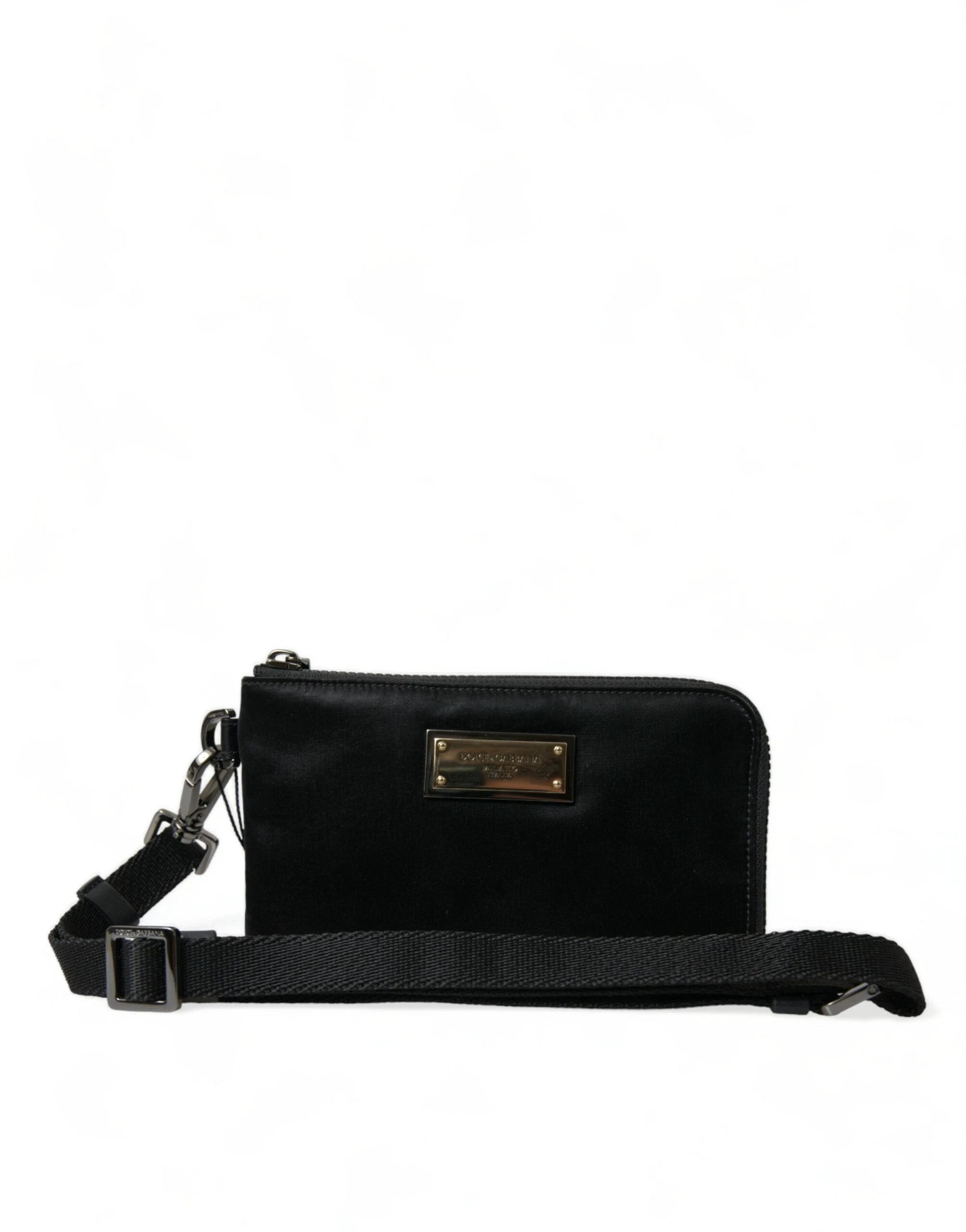 Dolce & Gabbana Black Nylon Logo Plaque Keyring Pouch Clutch Bag by Dolce & Gabbana