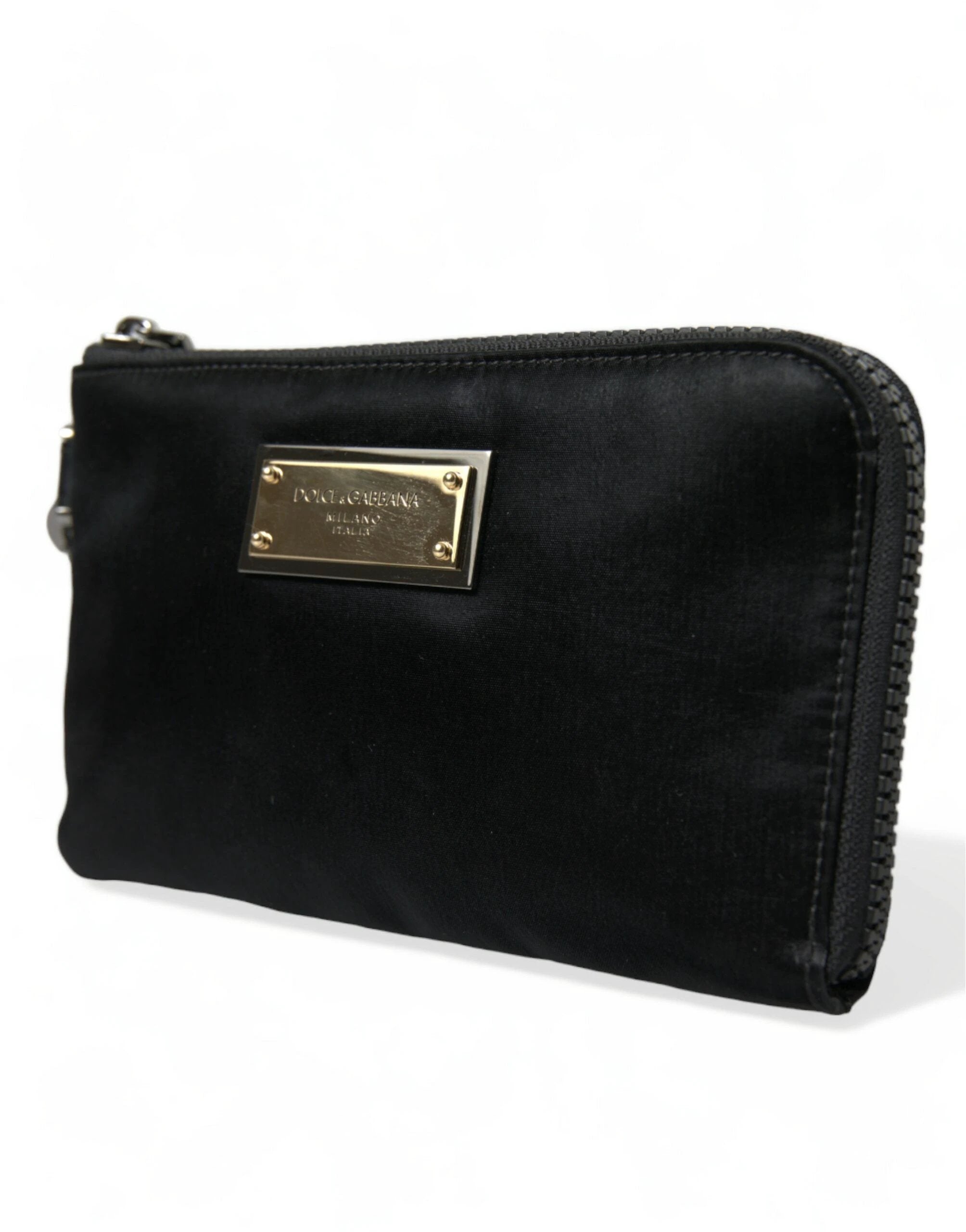 Dolce & Gabbana Black Nylon Logo Plaque Keyring Pouch Clutch Bag by Dolce & Gabbana