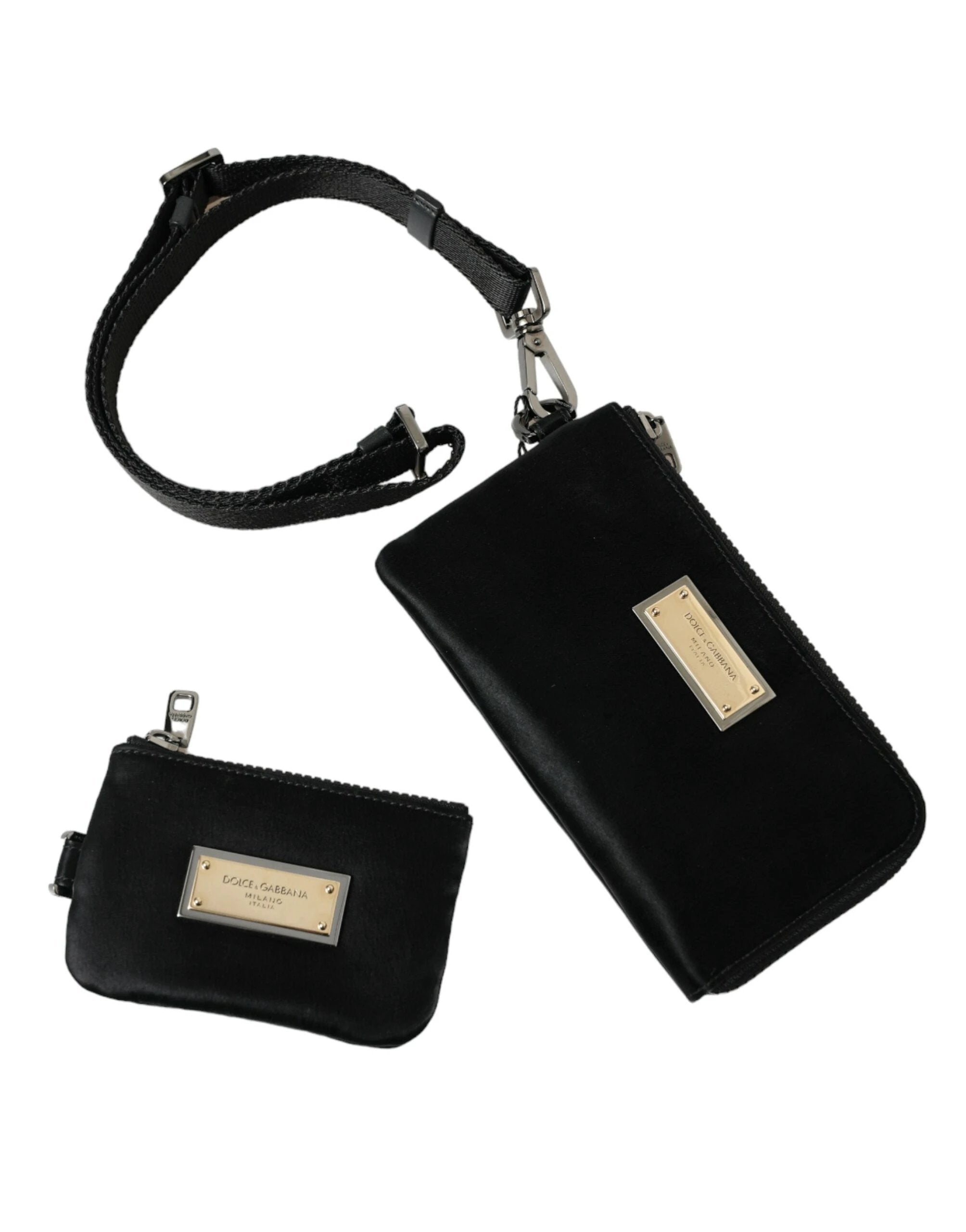 Dolce & Gabbana Black Nylon Logo Plaque Keyring Pouch Clutch Bag by Dolce & Gabbana