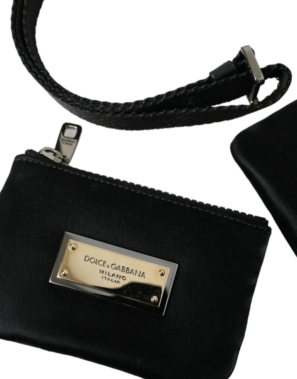 Dolce & Gabbana Black Nylon Logo Plaque Keyring Pouch Clutch Bag by Dolce & Gabbana