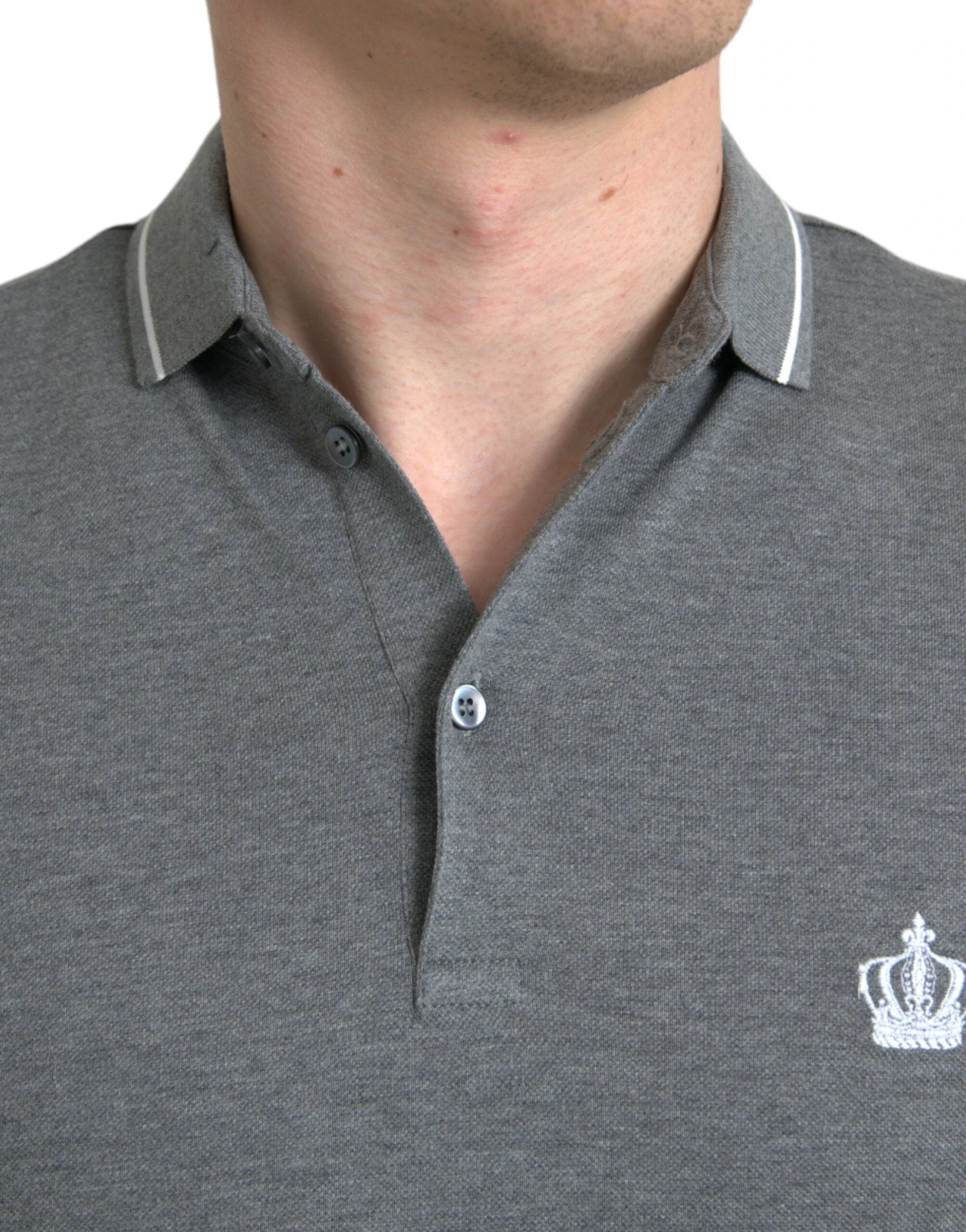 Dolce & Gabbana Gray Collared Short Sleeve Crown T-shirt by Dolce & Gabbana