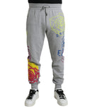 Dolce & Gabbana Gray Cotton Graffiti Sweatpants Jogger Pants by Dolce & Gabbana