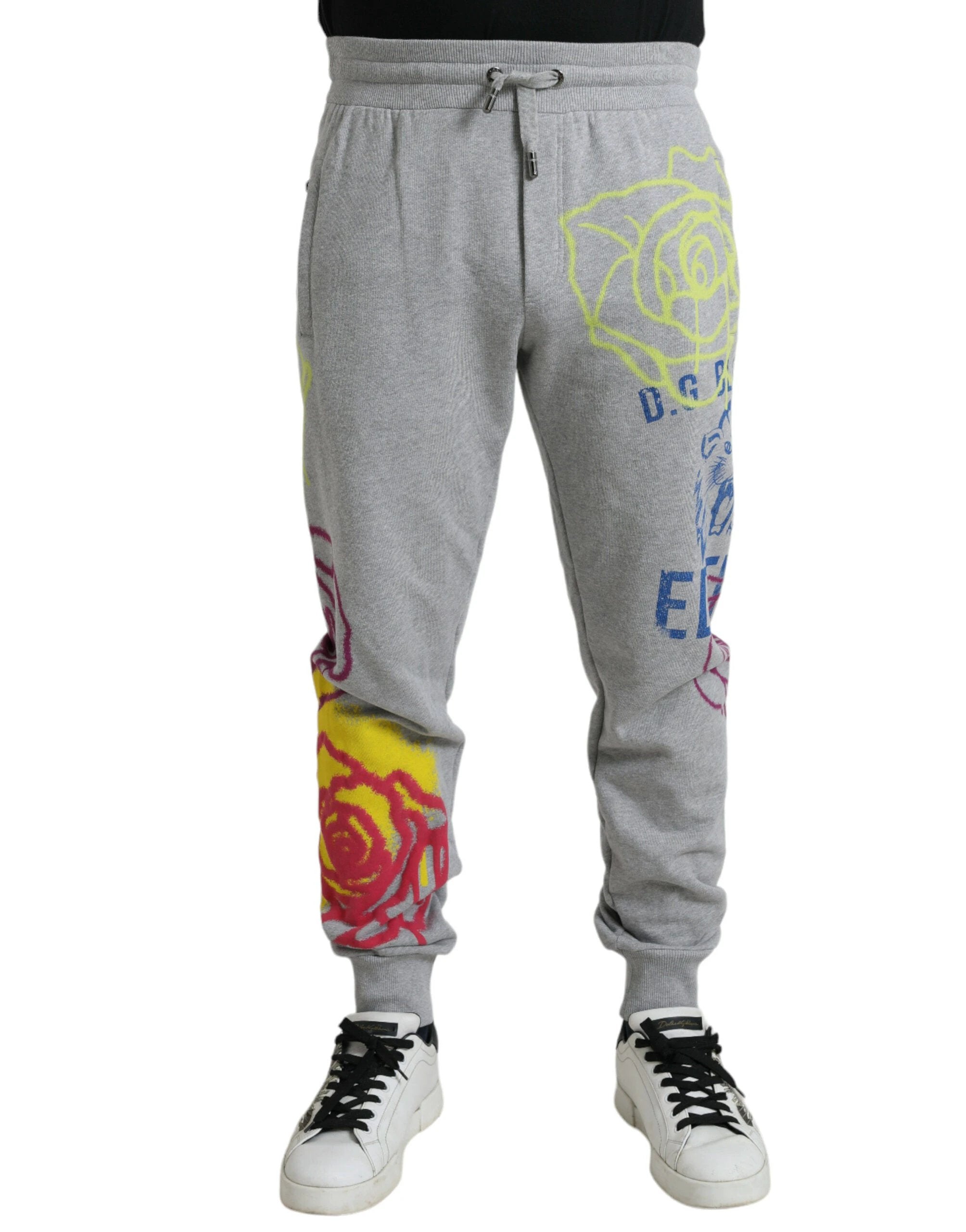 Dolce & Gabbana Gray Cotton Graffiti Sweatpants Jogger Pants by Dolce & Gabbana