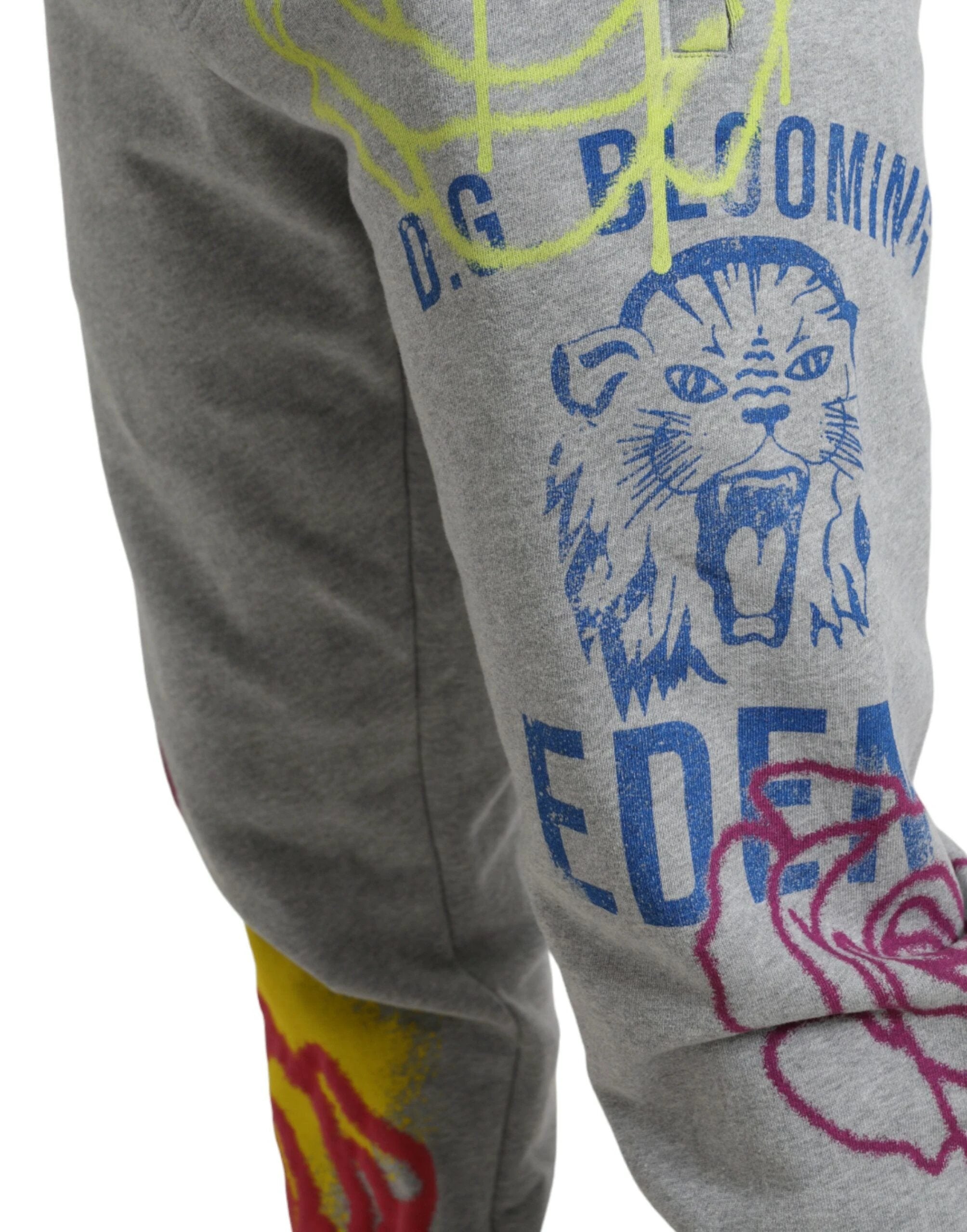 Dolce & Gabbana Gray Cotton Graffiti Sweatpants Jogger Pants by Dolce & Gabbana