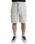 Dolce & Gabbana Beige Cotton Corduroy Logo Bermuda Shorts by Dolce & Gabbana