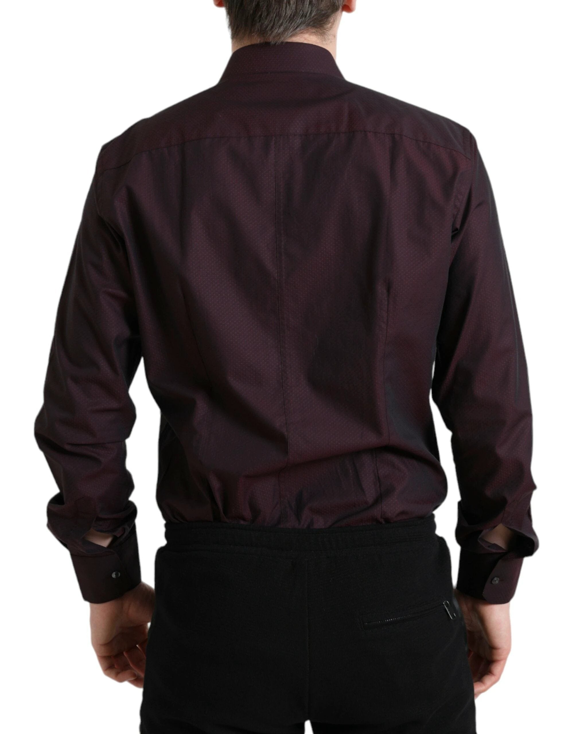 Dolce & Gabbana Maroon Jacquard Formal Dress MARTINI Shirt by Dolce & Gabbana