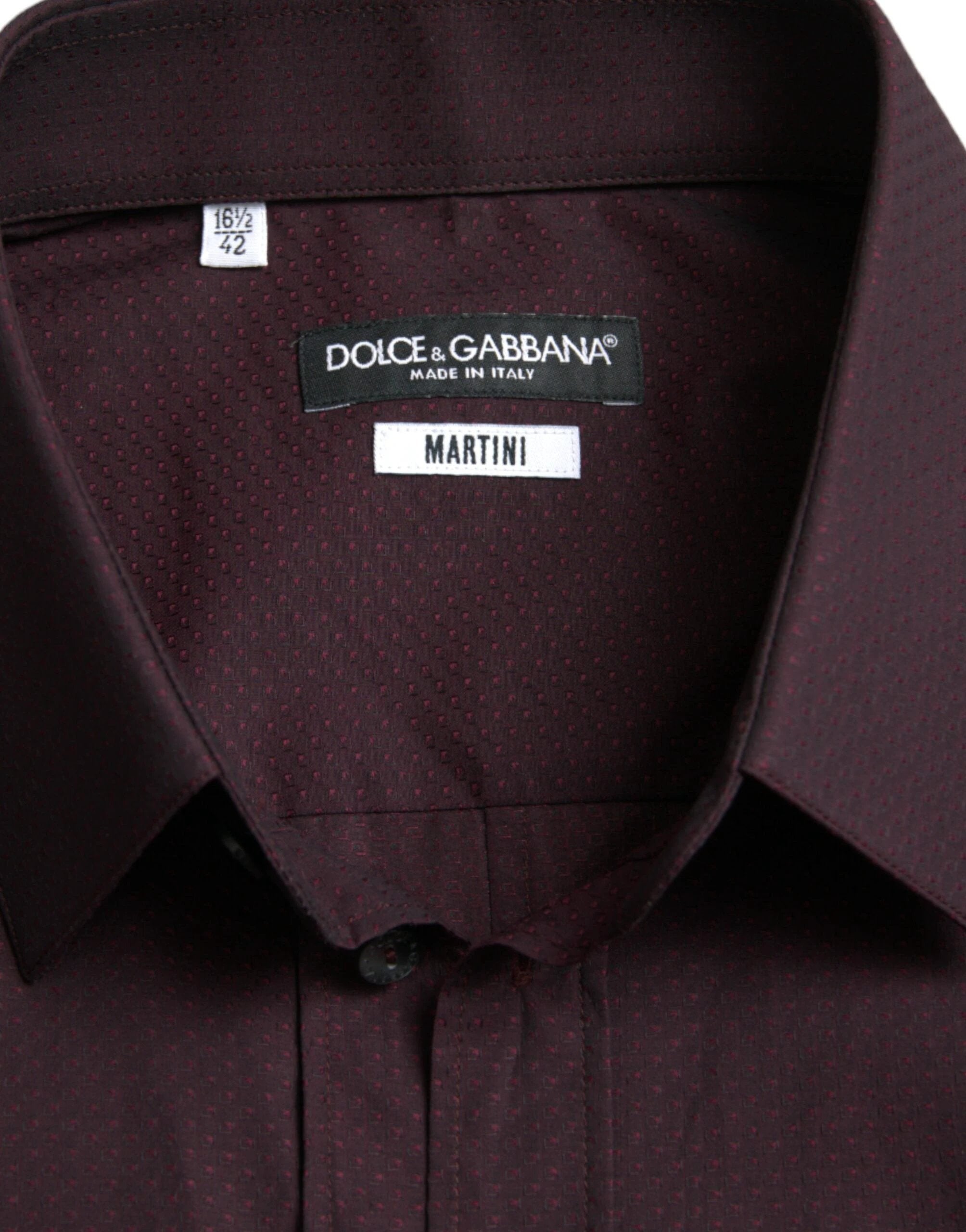 Dolce & Gabbana Maroon Jacquard Formal Dress MARTINI Shirt by Dolce & Gabbana